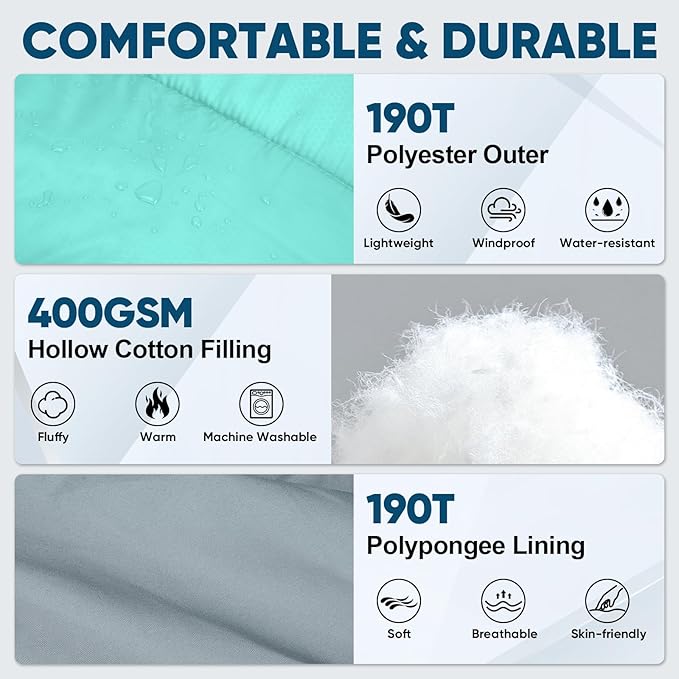 PTEROMY Sleeping Bags for Adults, Lightweight and Machine Washable, Water Resistant Backpacking Camping Sleeping Bag for Warm Cold Weather, Camping Essentials for Hiking Travel