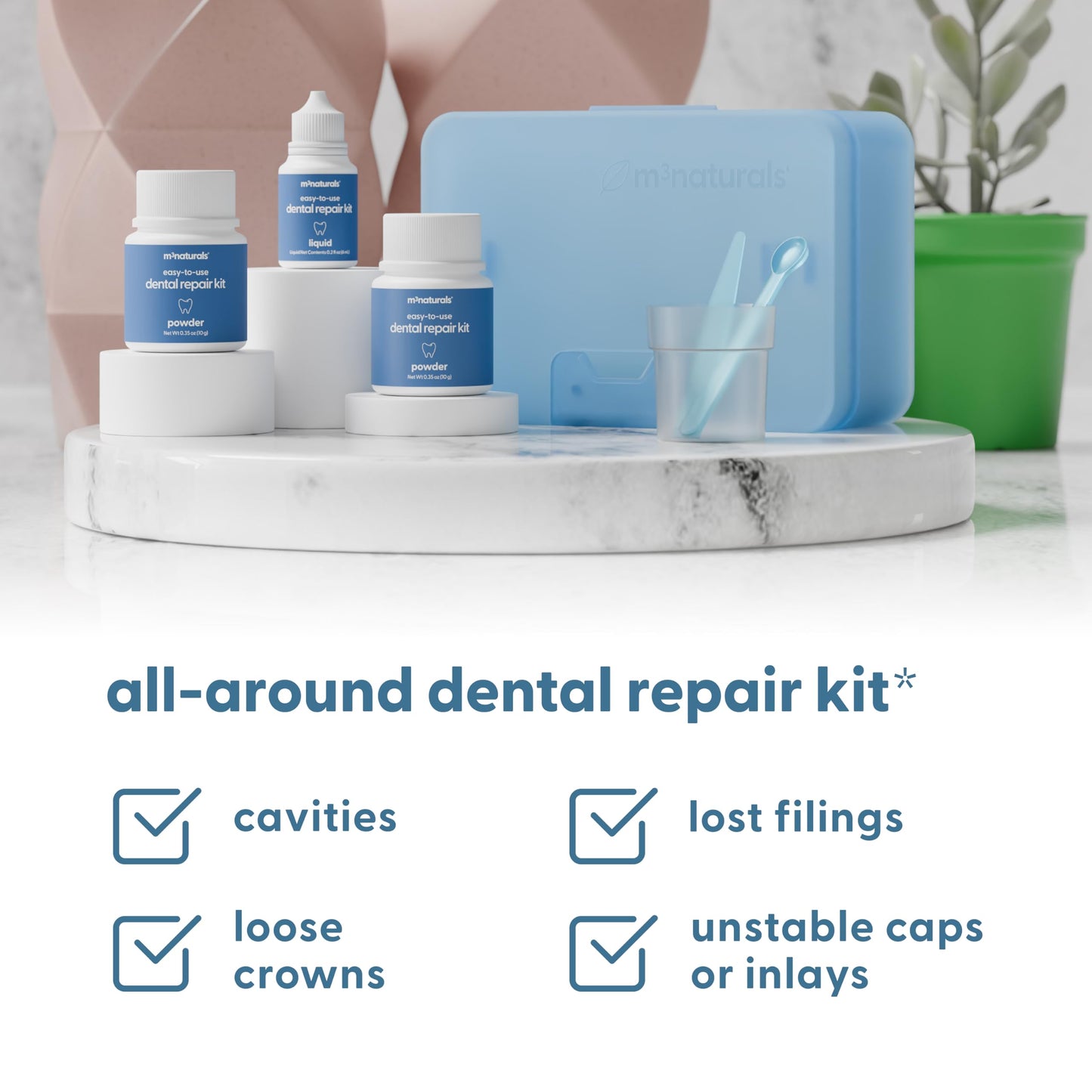 Dental Tooth Repair Kit, Dental-Grade Materials, Temporary Filling Composite for Cavities, Loose or Lost Crowns and Fillings, Caps and Inlays, Travel Case Included, by M3