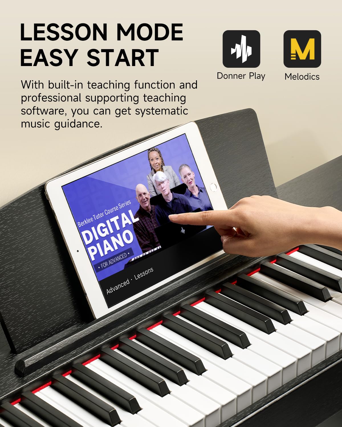 Donner DDP-50 Weighted Digital Piano 88 key Keyboard for Beginner, Full Size Electric Piano Keyboard with Furniture Stand and 3 Pedal Unit