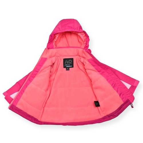 Arctic Quest Little Girls Bib Snow Pants and Ski Jacket Water-Resistant Snowsuit For Kids Winter Jacket For Girls, Intense Pink 3, 5-6