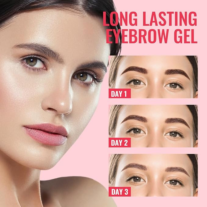 Peel Off Eyebrow Gel Kit,2PCS Easy Tattoo Brow Peel Off Gel for Women,Waterproof,Sweatproof,Natural Brows Color,For Fuller & Defined Looking Brows,DIY at Home(Darkbrown)