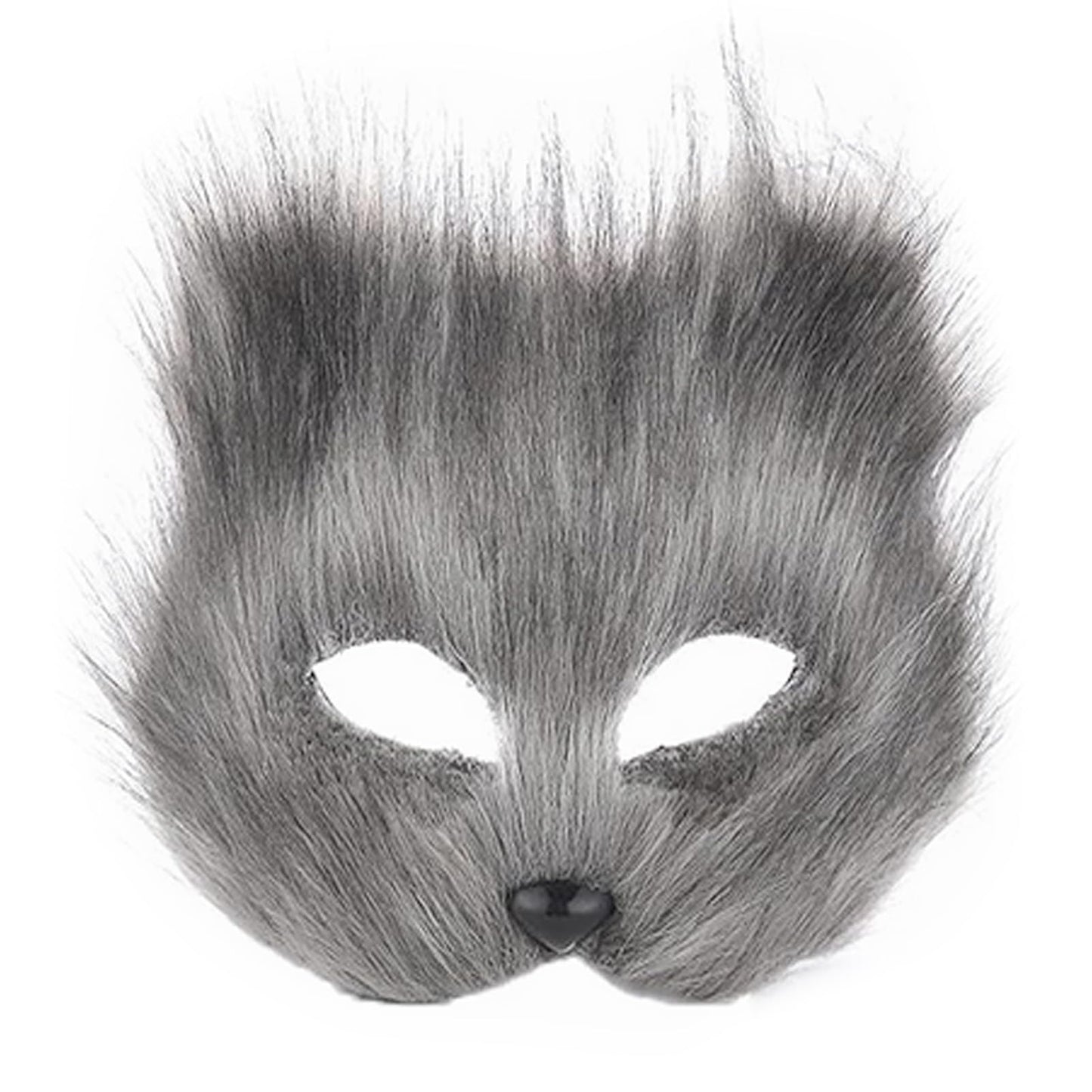 NWSTESLE Furry Therian Mask and Tail for Kids,Animal Fox Mask Wolf Tail Paws Set,Over 1 Years Old Gray