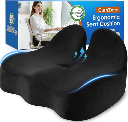 CushZone Seat Cushion, Memory Foam Office Chair Seat Cushion for Office Chairs/Car/Long Trip/Desk Chair/Gaming, Extra Larg...
