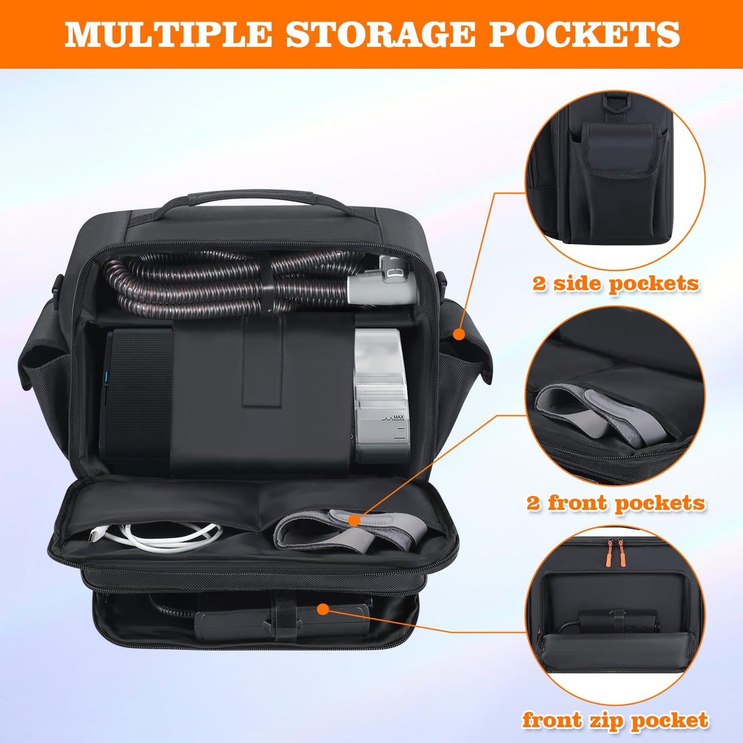KANG YU Portable Carrying Bag Compatible with ResMed AirSense 11 CPAP, Travel Bag Compatible with AirSense 11/10/10 elite, Philips Dreamstation, 3B Medical Luna G3, XT Fit