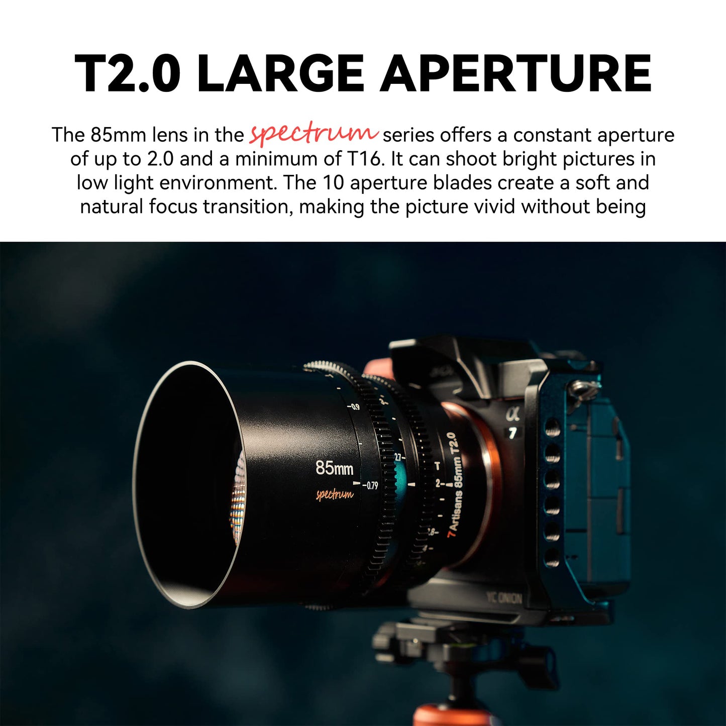 7artisans 85mm T2.0 Large Aperture Full Frame Cine Lens Compatible for Sony E-Mount, Manual Focus Low Distortion Cinema Lens Mirrorless Cameras for Sony A7 Series FX3 A7S3 A7M3 A7M4, Black