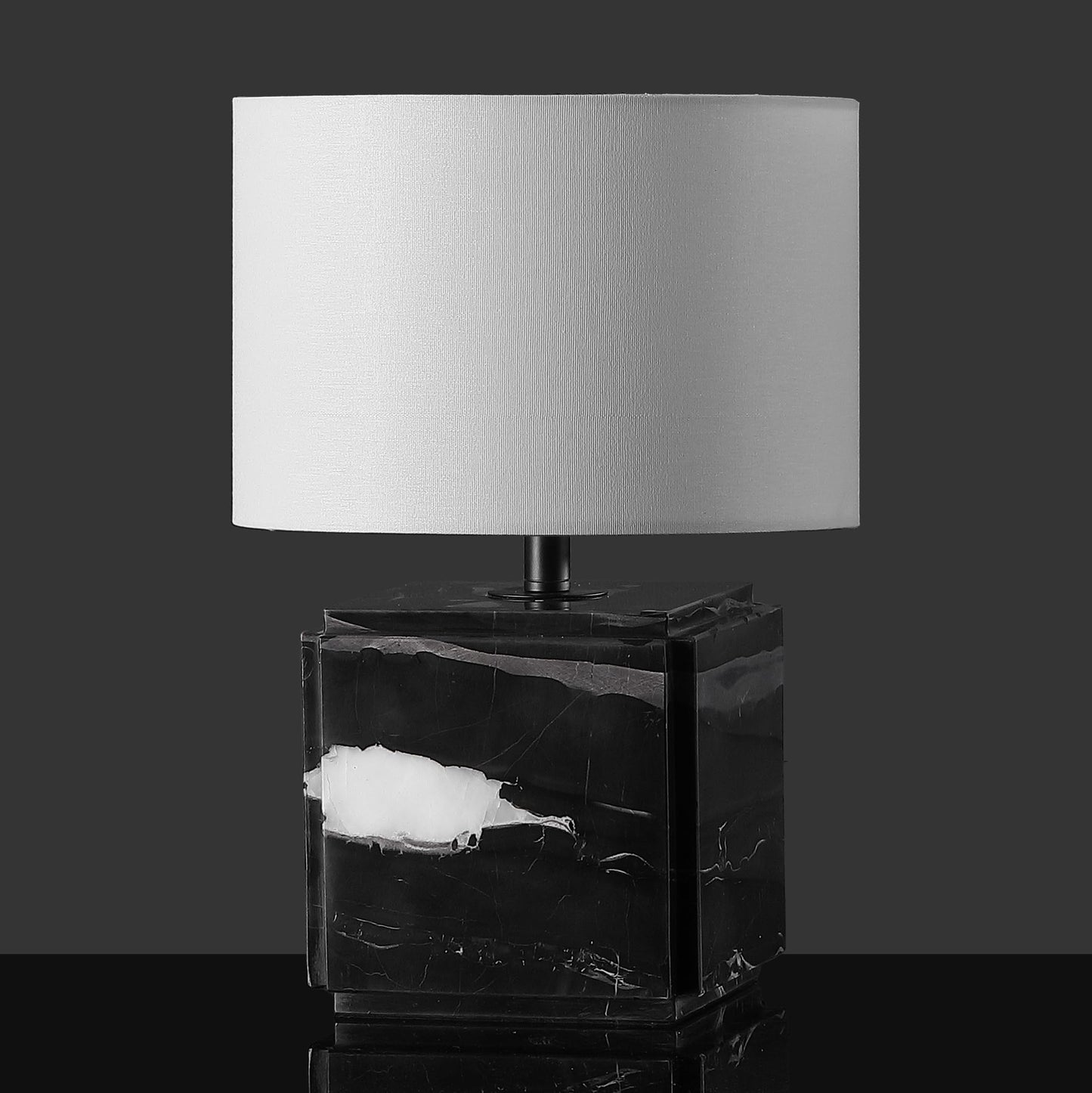 SAFAVIEH Couture Lighting Collection Zahra Black/White Marble 15-inch Dimmable Table Lamp for Bedroom Living Room Home Office Desk Nightstand (LED Bulb Included)