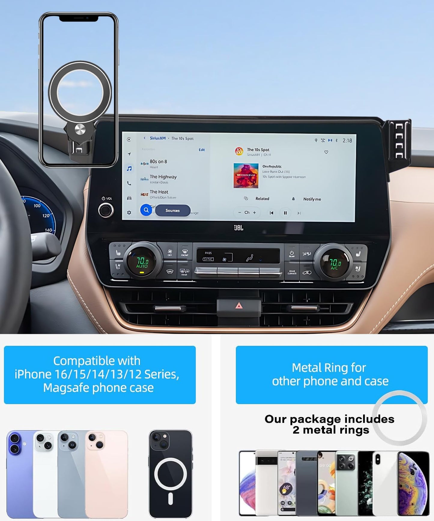 Abeeygeomarn Car Phone Holder For Toyota Grand Highlander/Grand Highlander Hybrid 2024 2025 Accessories Apply To 12.3 Inch Scree