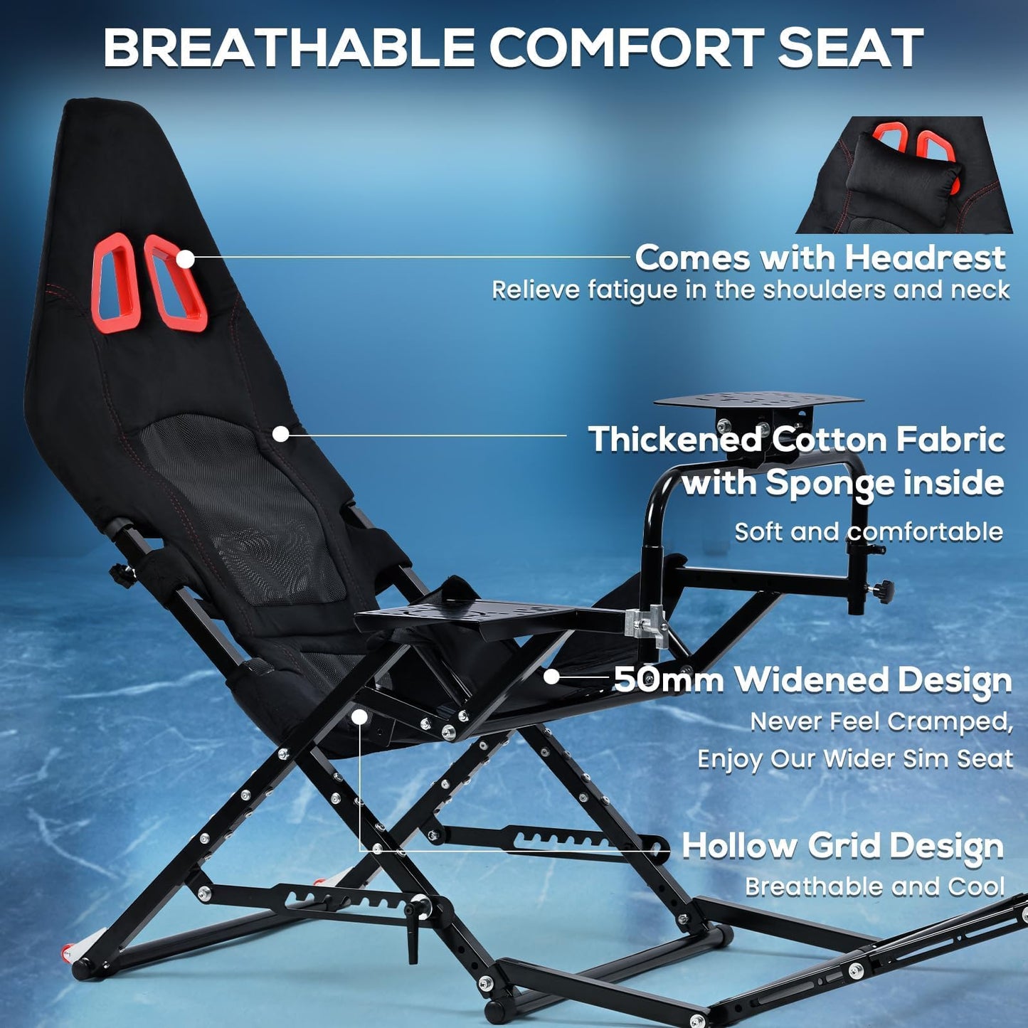 Gazzyt Foldable Racing Simulator Cockpit Fit for Logitech G29 G920 G923, for Thrustmaster T248 T300, for Fanatec Direct Drive Wheels (≤10Nm),Wheel and Pedals Not Included