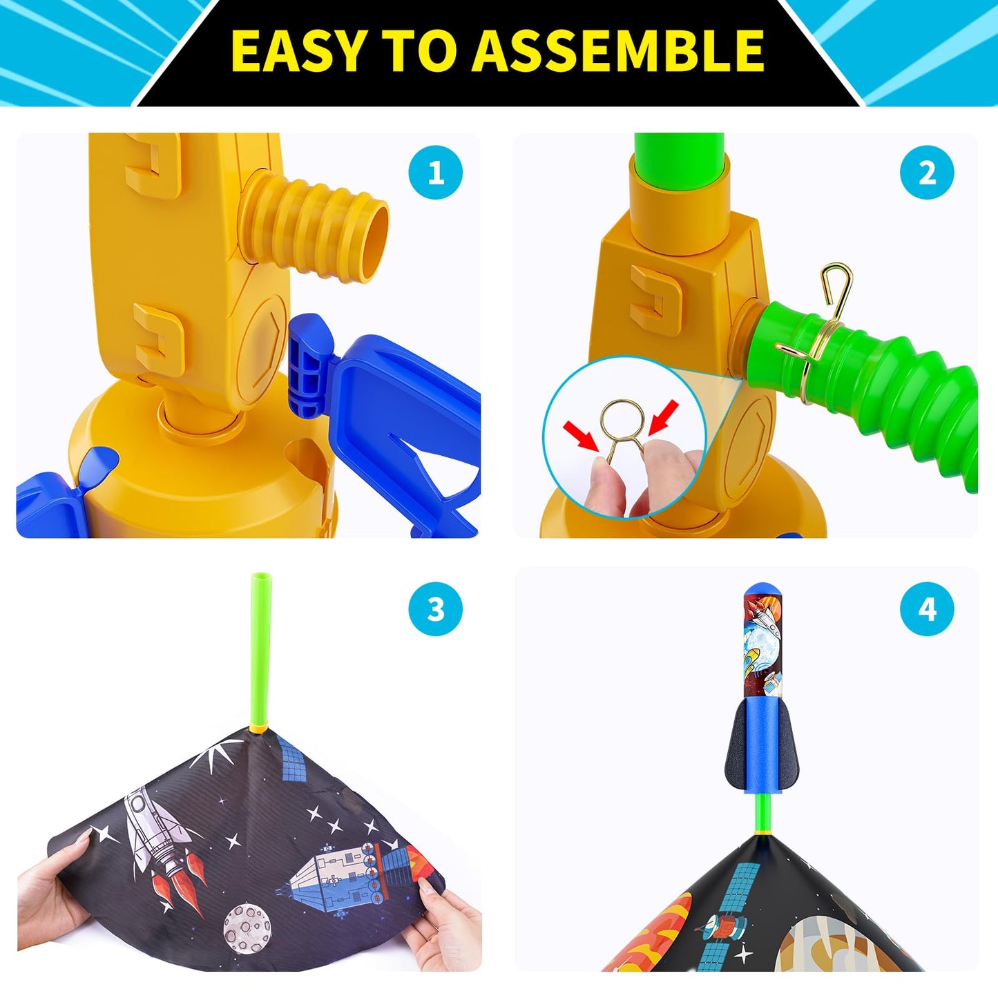 Otoseth Toys Rocket Launcher for Kids - Launch up to 100 Ft, 8 Multi-Color Foam Rockets & Adjustable Launch Stand, Kids Outdoor Toys, Birthday Toys for Kids Boys Girls Age 3+ Years Old