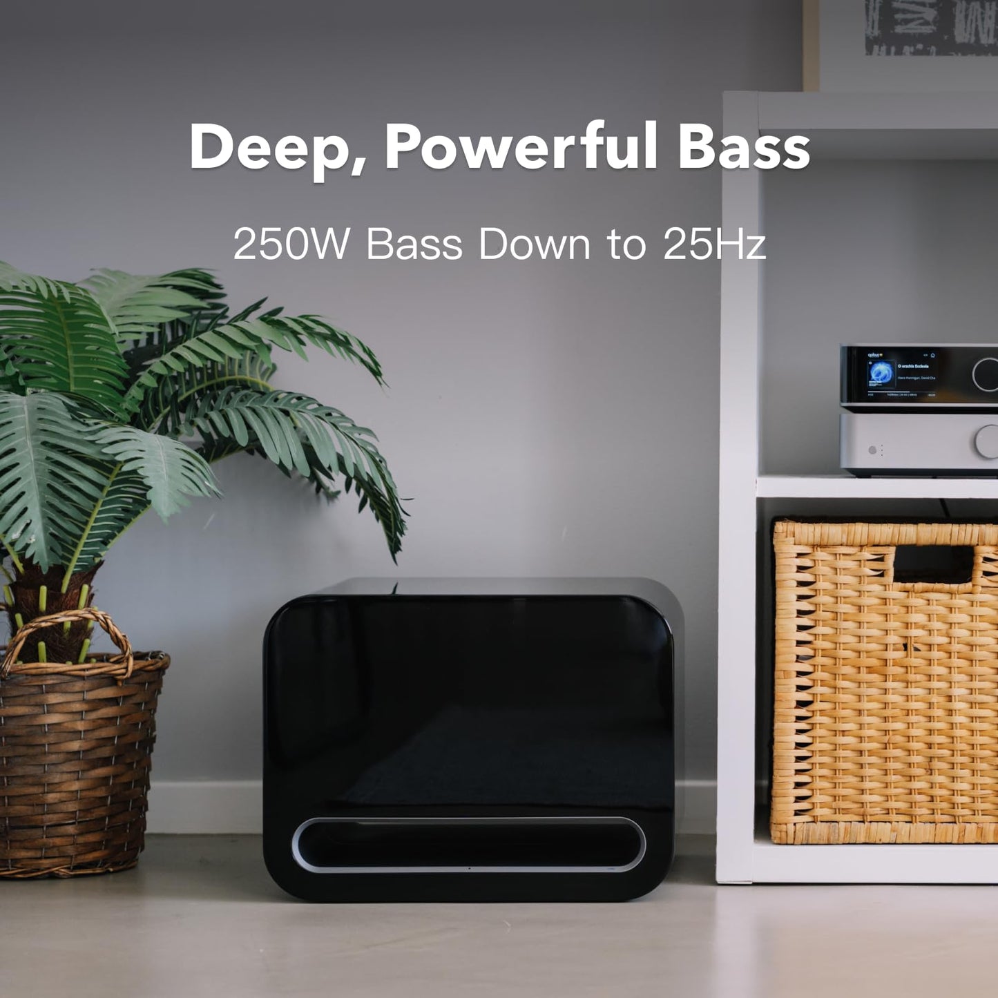 WiiM Sub Pro 8" Wireless Smart Subwoofer - 250W, AI RoomFit, Wi-Fi 6, Bluetooth 5.3, Deep Bass, Black