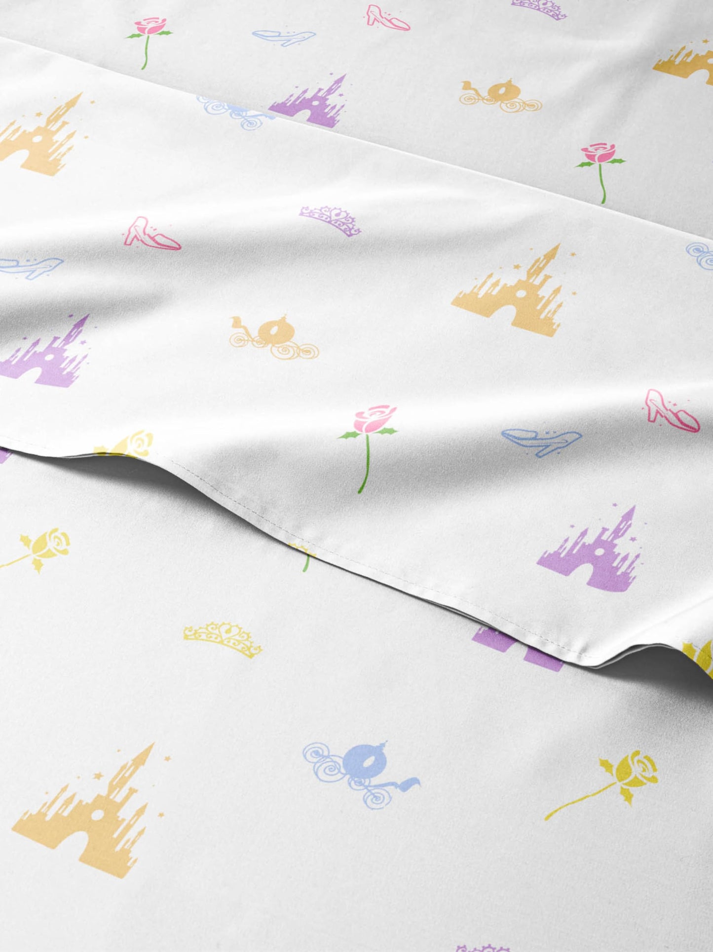 Kids Full Size Princess Bed Sheets - 4 Piece Kids Princess Sheet Set - Castle Themed Bedding - Ultra-Soft, Cute & Cozy - Breathable & Machine Washable - Rose Bed Set for Boys, Girls, Teens & Toddlers