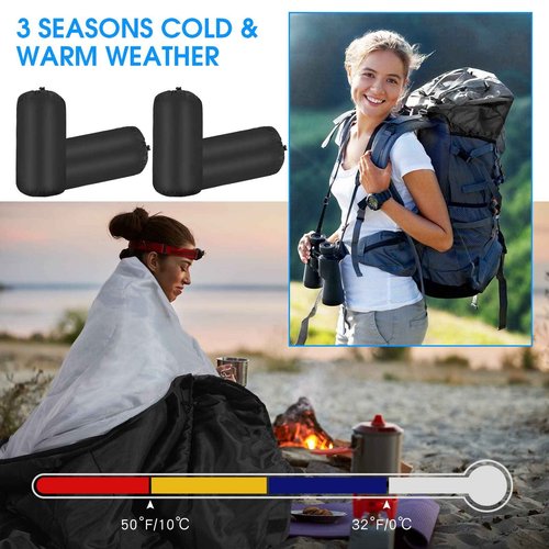 Macarrie 6 Pack Bulk Sleeping Bags for Homeless Donation, 0 Degree Waterproof Sleeping Bags with Compression Sack for Adults Winter Cold Weather Care Camping Hiking Emergency(Black)