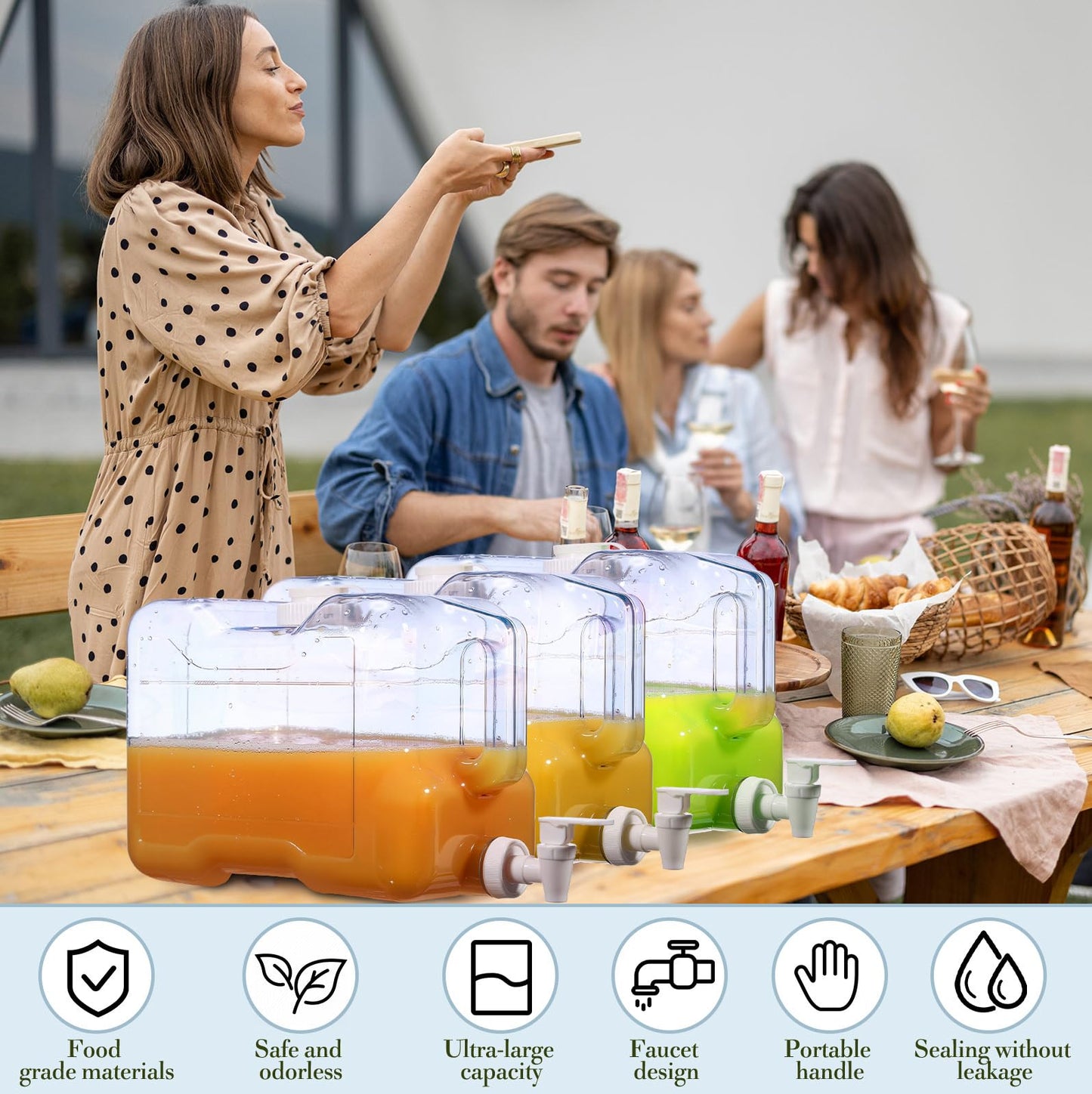 Funnymoom Drink Dispenser for Fridge Refrigerator Plastic Reusable Water Dispensers Bottle with Spigot BPA Free for Party Outdoors Home Office Activities(2 Gallon)