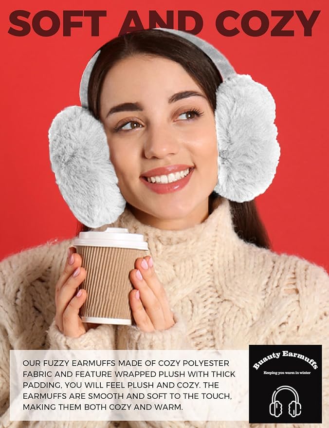 Buauty Ear Muffs Winter Women Men Soft Earmuffs Cute Ear Covers Cold Weather Fluffy Ear Warmers Headband Winter Accessories