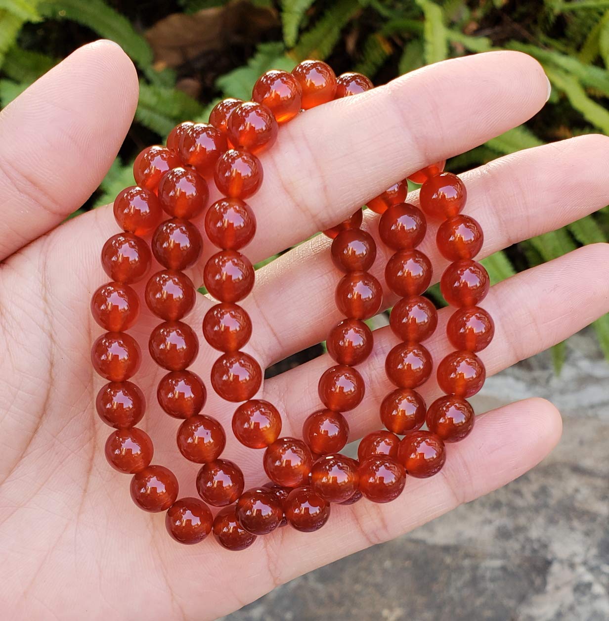 Real Natural Carnelian Red Agate Bracelet 8.5 inch Stretch Red Gemstone Beaded Bracelet Chakra Healing Crystal Stone Jewelry Wom