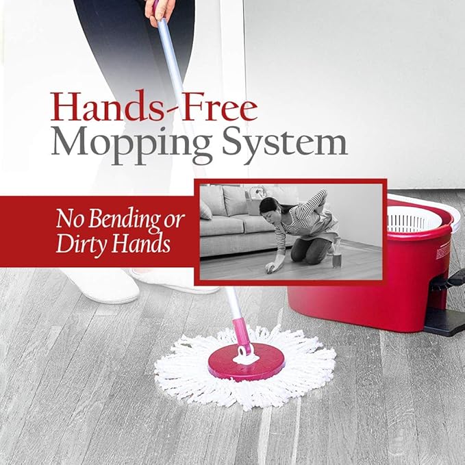 Ruby Red Spin Mop with 2 Extra Mop Heads