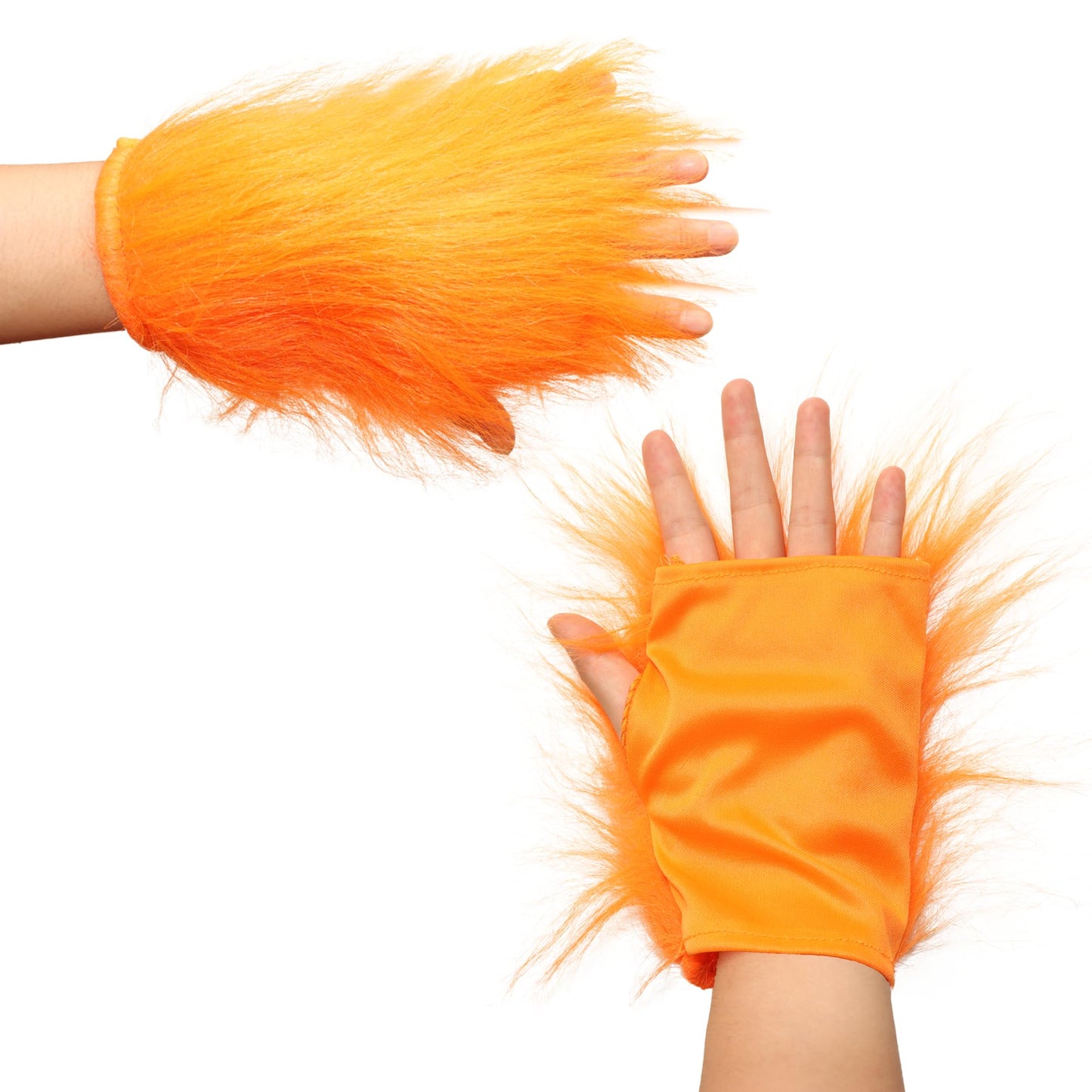 Fox Ears Headband, Tail and Paw Gloves Set- Faux Fur Fox Costume Accessory Set Orange