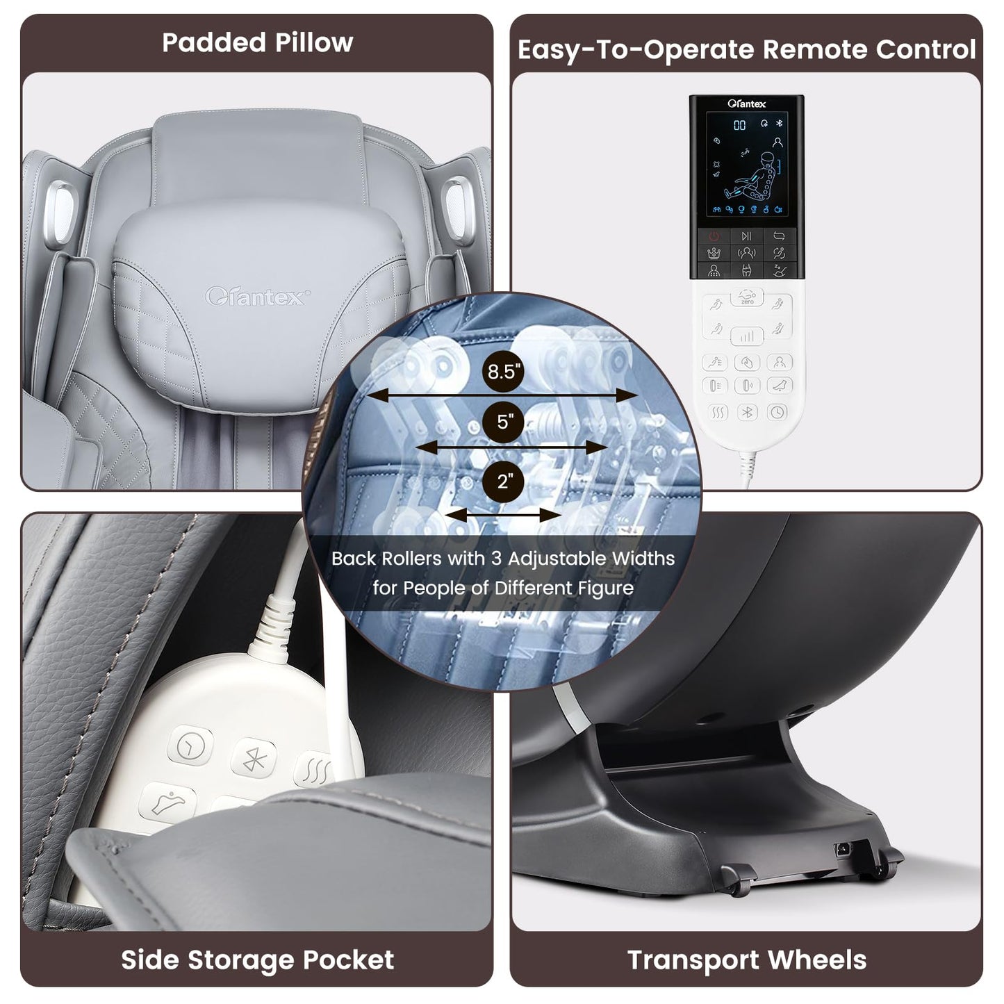 Giantex Full Body Massage Chair, Zero Gravity Recliner Chair with SL Track, Airbags, Foot Rollers, Shoulder Detection, Heating, Bluetooth, 12 Modes, Voice Control, Assembly-Free
