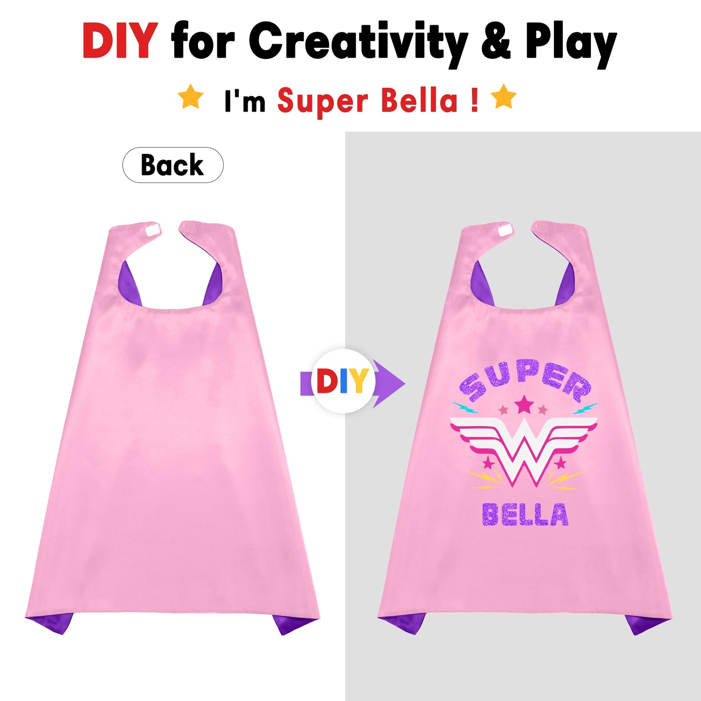 D.Q.Z Toddlers Super Hero Costumes for Girls Superhero-Capes Rainbow TuTu, Princess Dress Up Birthday Gifts for 3-6 (Purple)