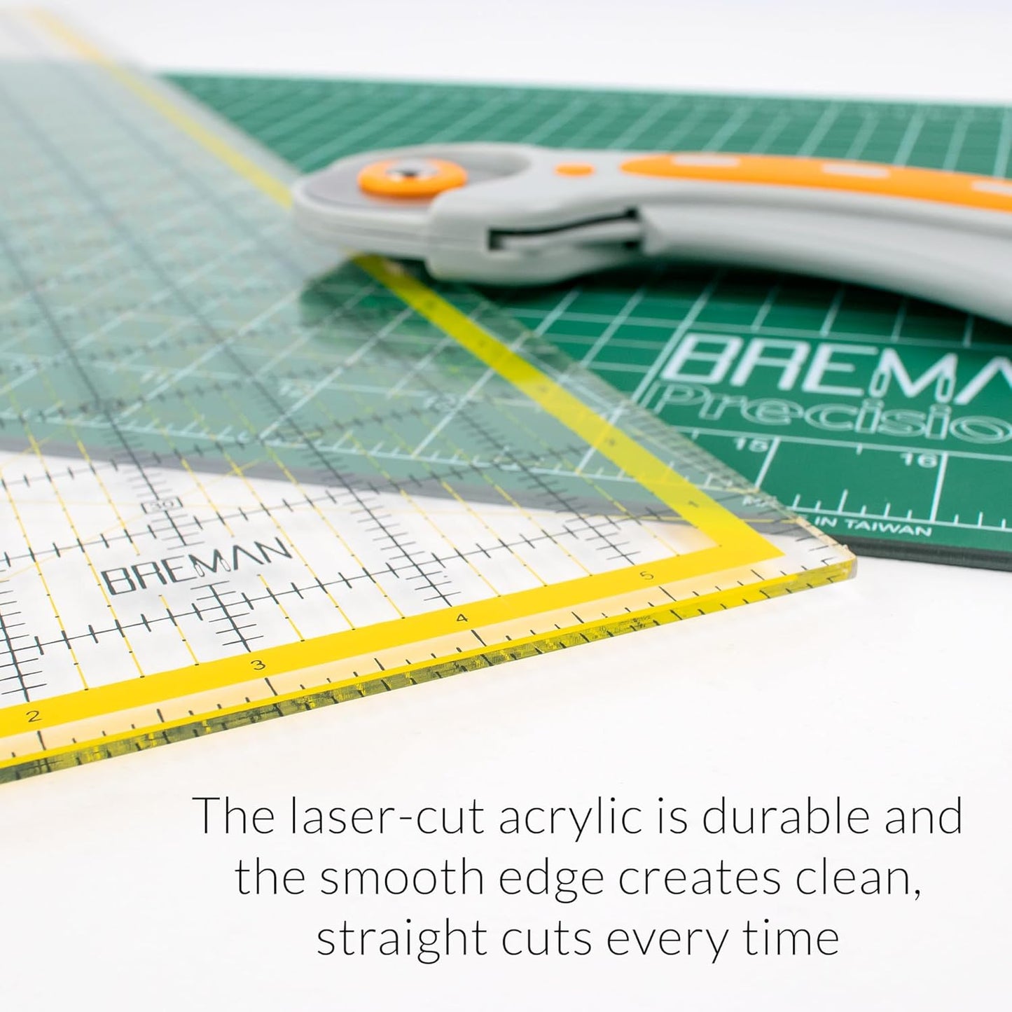 Breman Precision Quilting Rulers – 6x24 Inch Clear Acrylic Rulers for Quilting and Sewing – Laser-Cut Edge, Easy-Read Grid Lines, Angled Markers – Fabric Guide for Left & Right-Handed Users