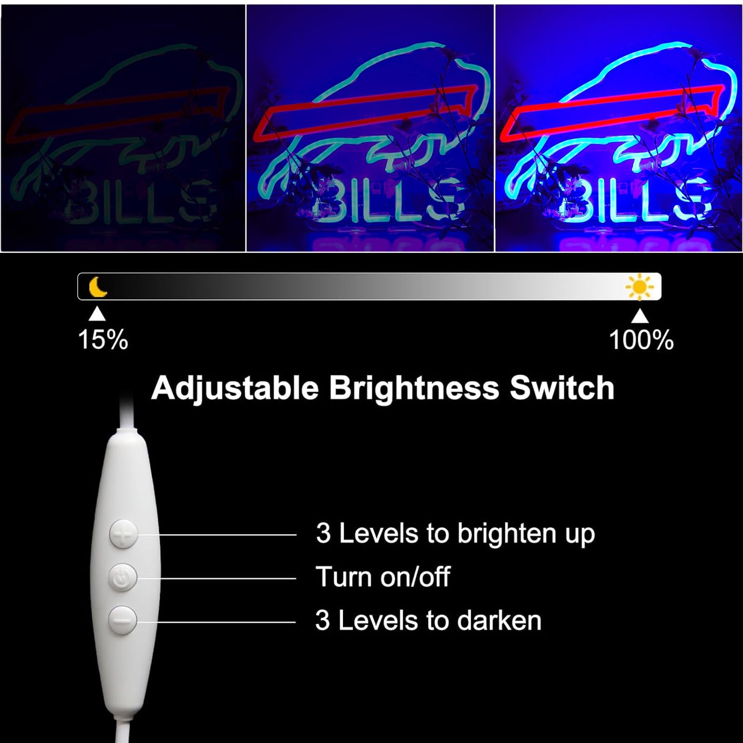 Buffalo Football Neon Signs Led Sign for Wall Decor Rugby Team Light Up Sign Suitable for Man Cave Office Bar Pub Wall Art Gifts for Teen Boys