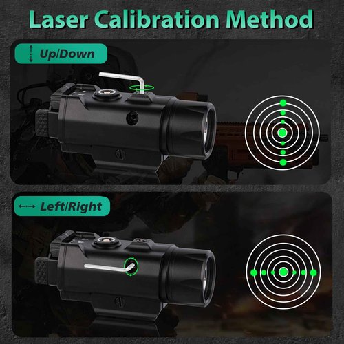2250 Lumens Weapon Laser Light Combo - Adjustable Rail-Mounted Weapon Light Laser Flashlight, Aircraft-Grade Aluminum Magnetic Rechargeable LED Strobe Tactical Gun Light Combo