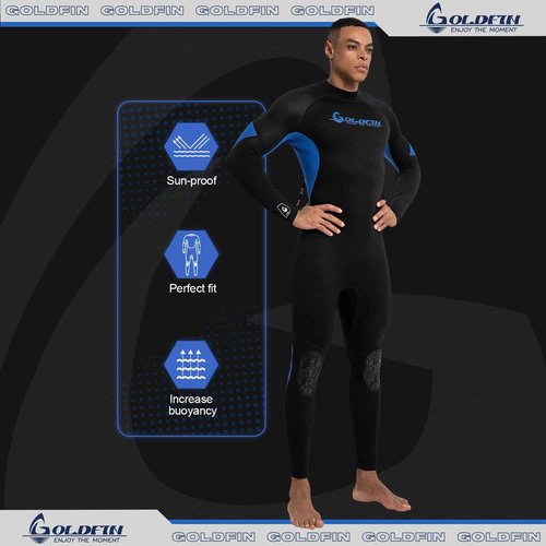 GoldFin Wetsuit for Men, Mens 3mm Wetsuits Fullbody Back Zip Keep Warm in Cold Water