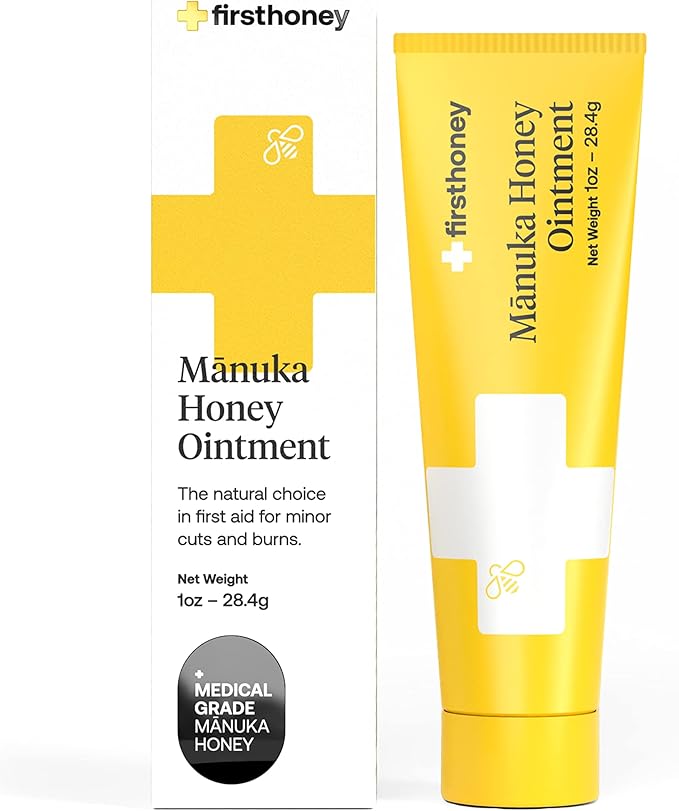 First Honey Wound Healing Ointment [ 1oz - 28.4g ] | 100% Active Leptospermum | Fast Relief & Skin Repair | Manuka Honey f...