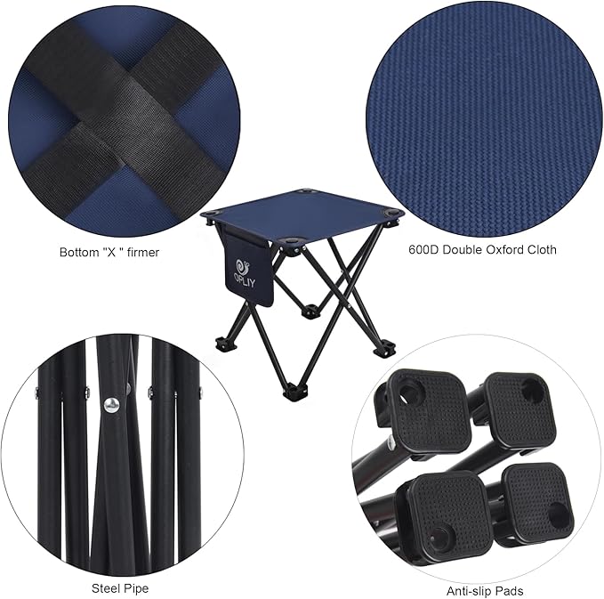 Opliy Camping Stool 2 Pack,13.5 Inch Portable Folding Stool for Outdoor Gardening and Beach Hiking Fishing,Foot Stool with Carry Bag (Blue)