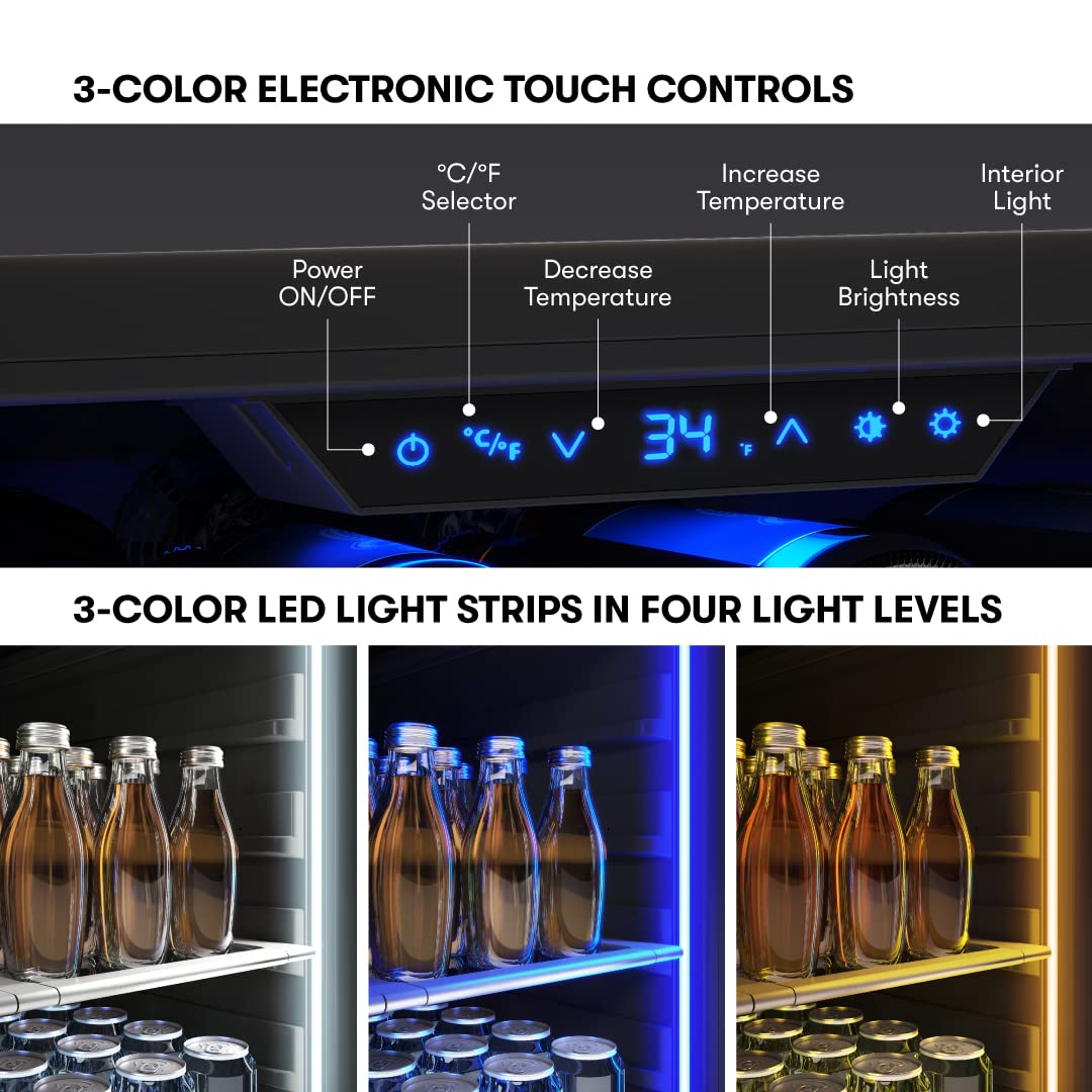 Zephyr Presrv 24 Inch Panel Ready Single Zone Beverage and Wine Fridge 7 bottles, 108x12oz cans Under Counter, Built In Cooler (handle sold separately, wood panels not included)