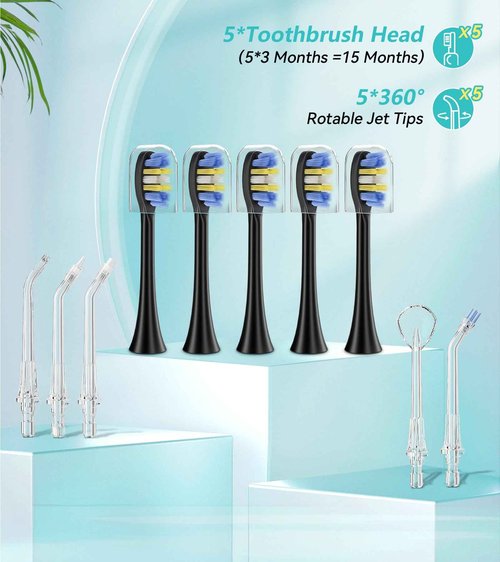 Professional Water Flosser & Electric Toothbrush Combo, 600ML Home Use Oral Irrigator for 10 Adjustable Water Pressure, 2 Cleaning Modes, 1+1 Brushing & Flossing for Complete Oral Care (Black)