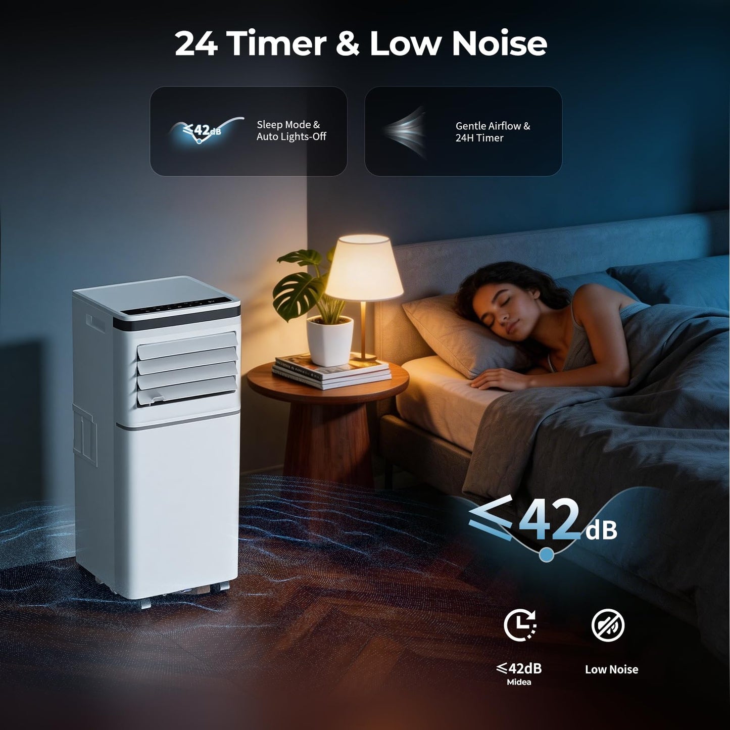 Antarctic Star 8000BTU Portable Air Conditioner 3-in-1 with 24H Timer，Sleep Mode, Dehumidifier, 2 Fan Speeds, Fast Cooling AC Unit with Remote, Digital Display for Home/Office