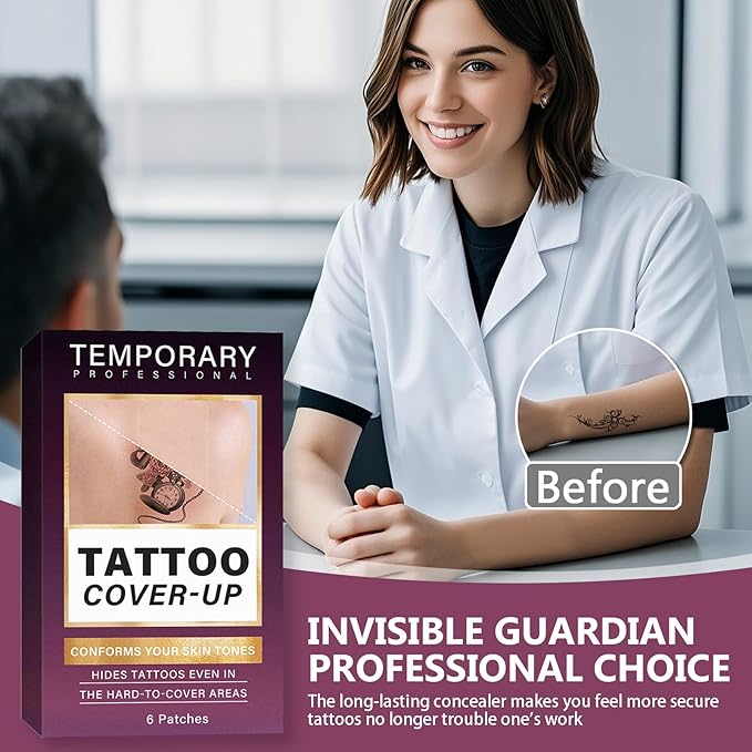 Tattoo Cover Up Patch, Invisible Tattoo Cover Up Makeup Waterproof and Sweatproof, Ultra Thin T-attoo C-over Up Tape for T-attoos,Scars & Spots