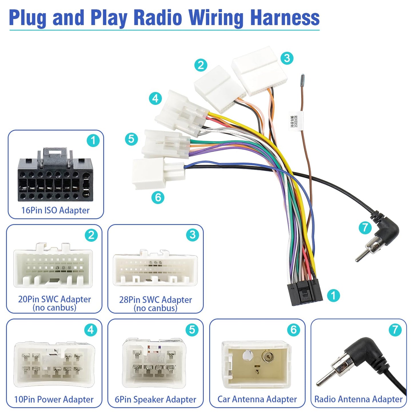 Jayubien Stereo Wiring Harness Adapter Compatible With Toyota Rav4 Camry Corolla Yaris Vios Tacoma Matrix 2006-2016,16Pin Car Ra