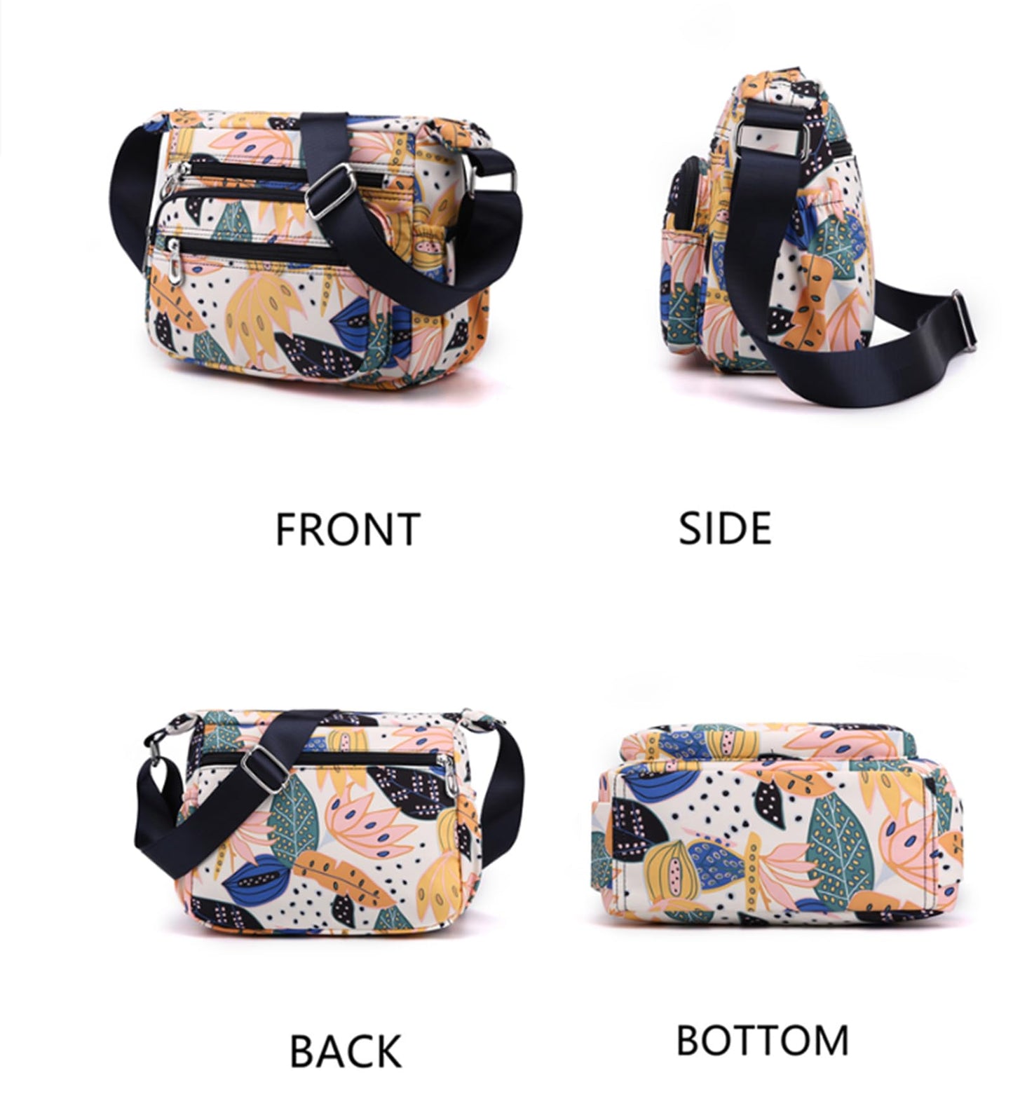 Wafybsre Crossbody Bags for Women, Medium Size Shoulder Handbags Satchel Purse with Multi Zipper Pockets (Galsang flower)