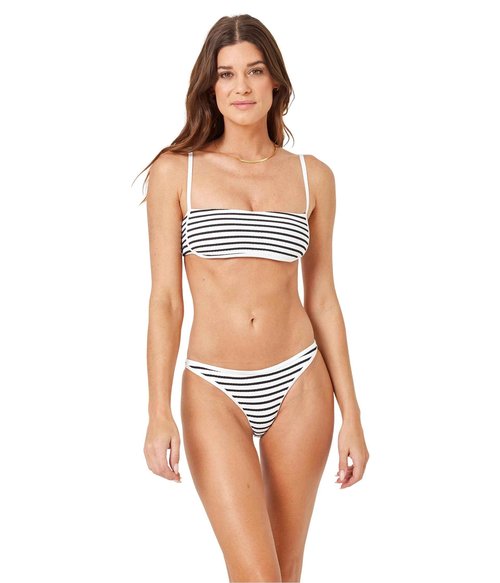 L*Space Hazel Bikini Top for Women, Ribbed Bralette Featuring Adjustable Straps and Removable Pads, Sail Along Stripe, XS