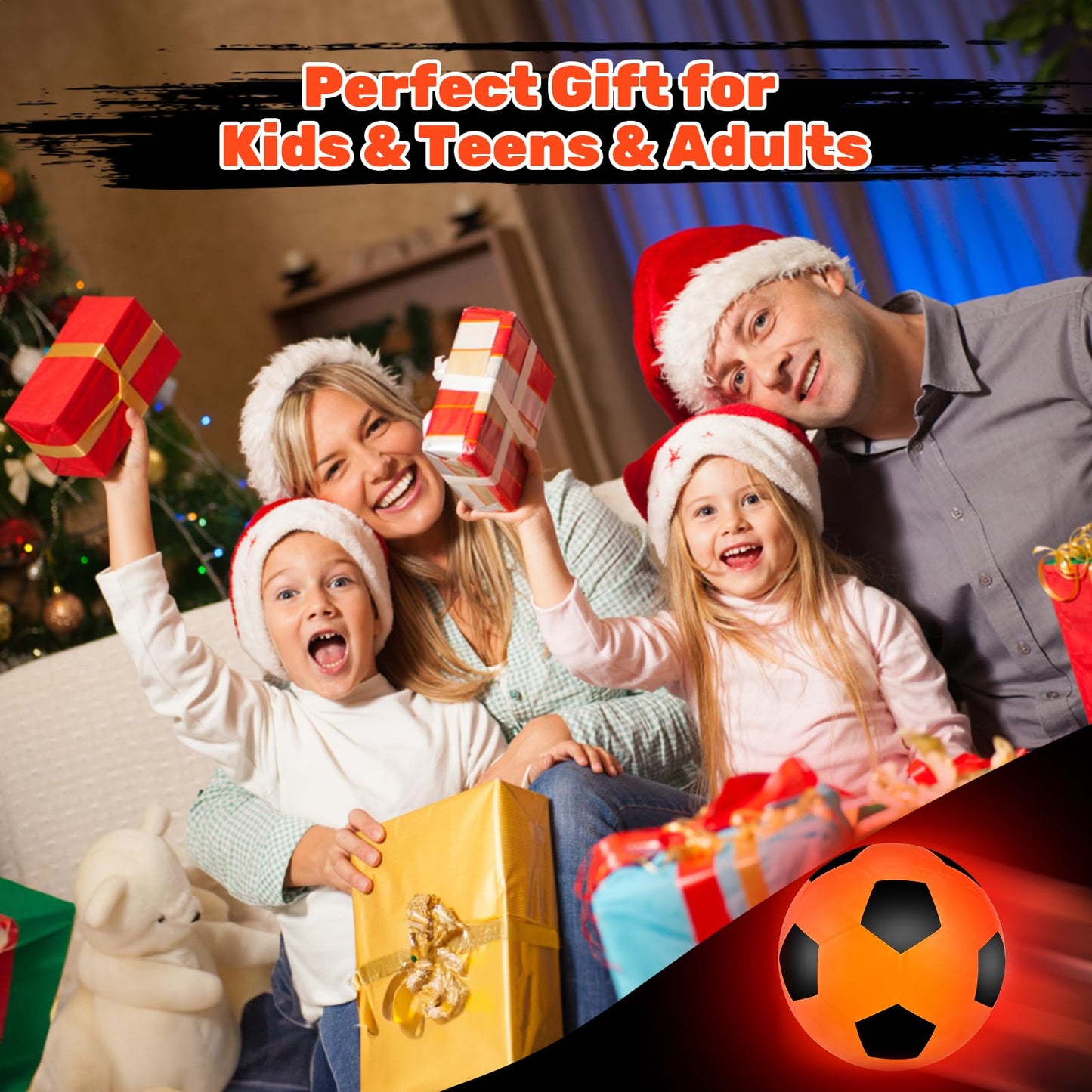 Glow in The Dark Soccer Ball Gifts for Boys 8-12 | Rechargeable Light Up Soccer Ball Size 5 with Air Pump & Net Bag, LED Girls Kids Teens Adults Night Backyard Training Game Birthday Gift