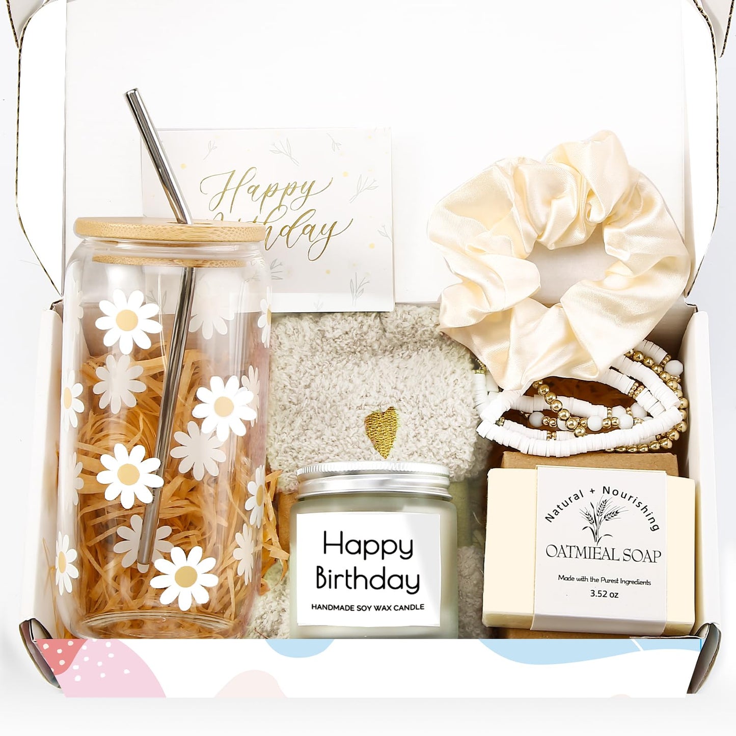 Birthday Gifts For Women, Teen Girl, Her, Happy Birthday Gift Box For Girl, Women, Sister, Daughter, Friends, Cute Daisy Aesthetic Glass Cups Gift Set (birthday-set)