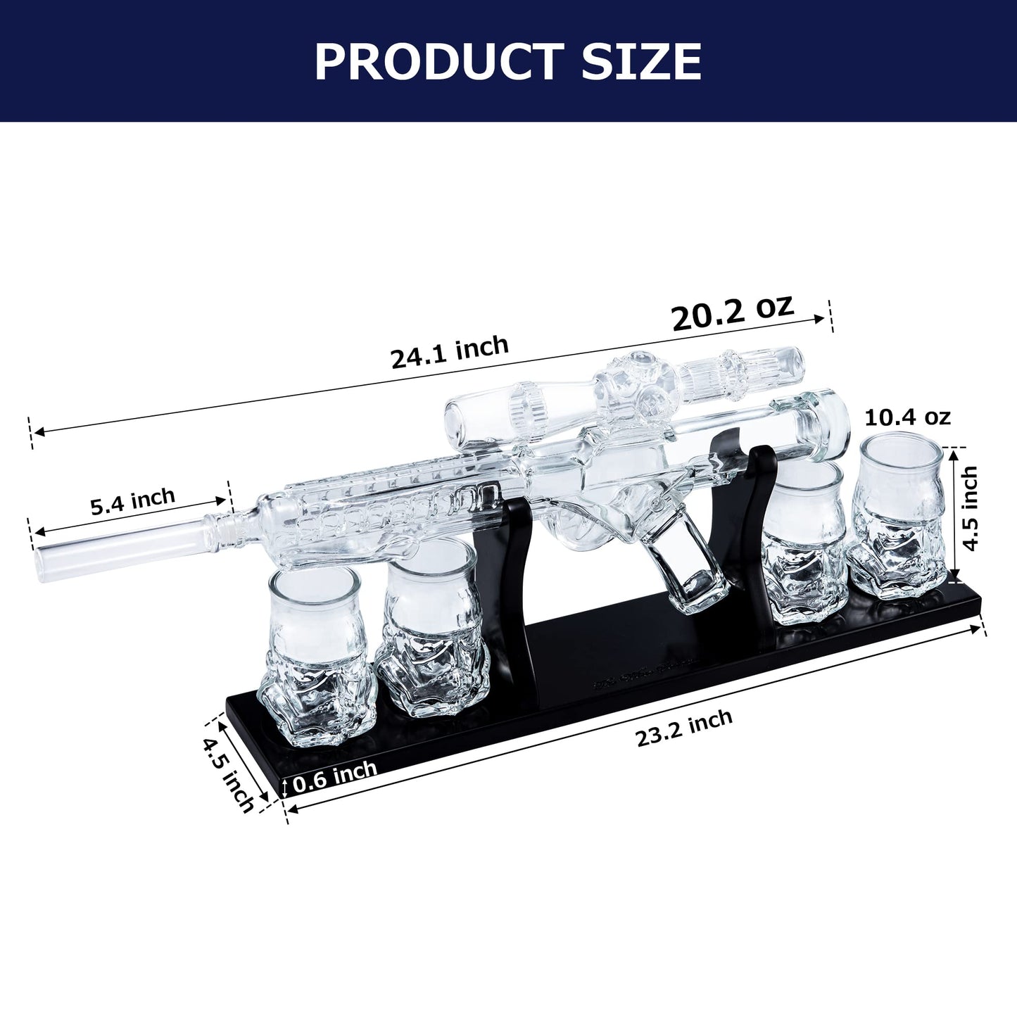 Stormtrooper Blaster Decanter Set, Gifts for Men, Dad - Star Wars Sci-Fi Blaster Force Gun Whiskey & Wine Set 750ml - Energized Particle Weaponry Elegant Decanters 24" - 4x Trooper Shots Base Gift