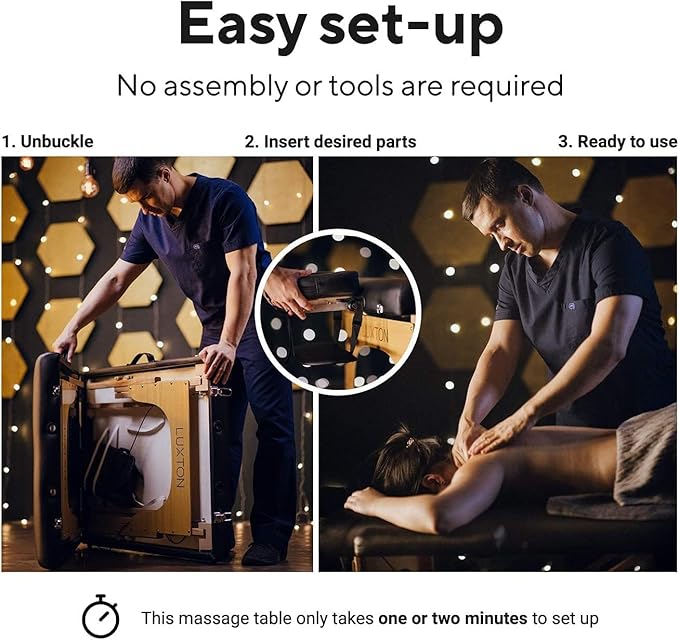 Luxton Home Premium Foam Massage Table Portable Foldable Massage Bed Height Adjustable, 72 Inches Long 27 Inches Wide Home Salon Spa Bed Tattoo Table with Accessories & Rolling Case, Easy Set Up