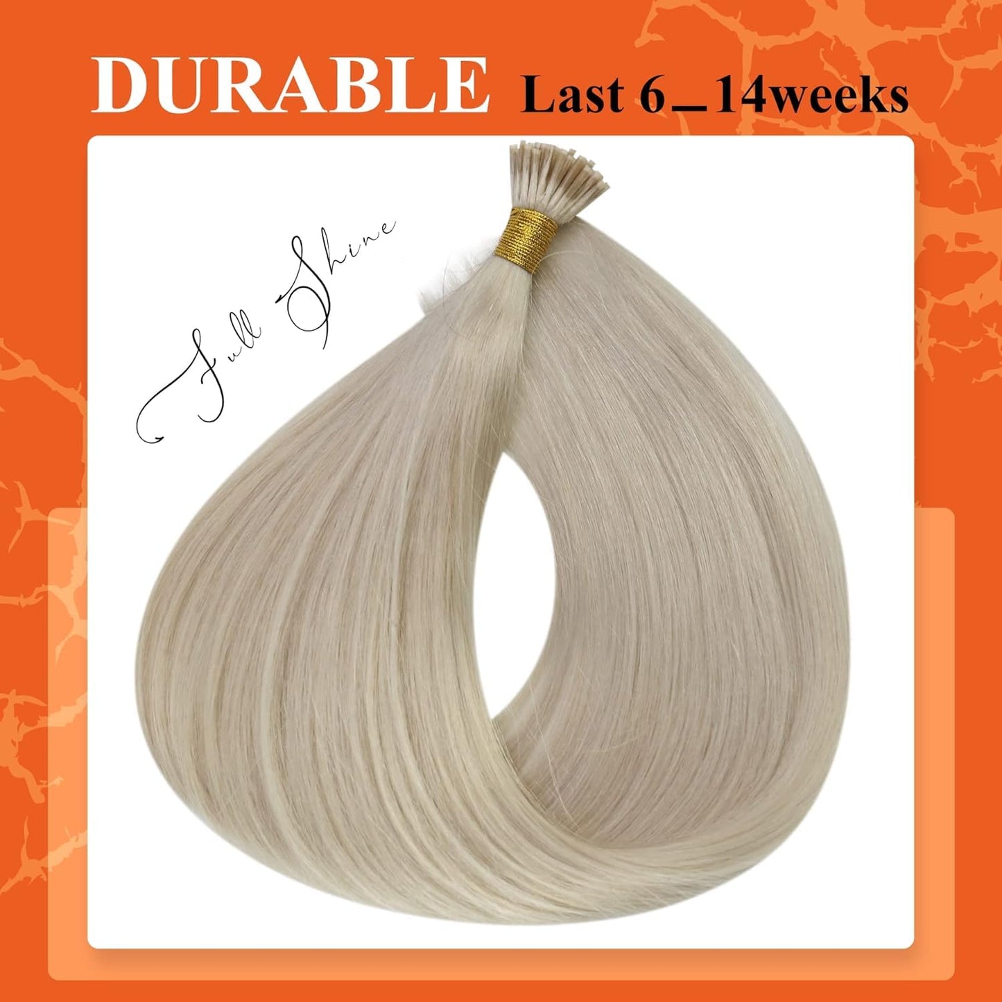 Full Shine Itip Human Hair Extensions 18 Inch Platinum Blonde I Tip Hair Extensions Real Human Hair 50G 0.8G/S Cold Fusion Exten
