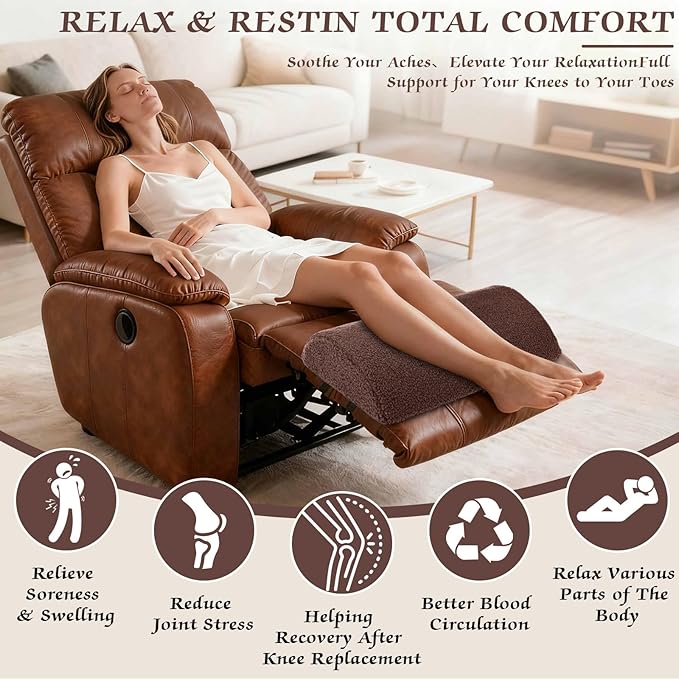 Queekay Health Large Half Moon Bolster Pillow for Legs, Knees, Lower Back and Head, Lumbar Support Pillow for Bed Sleeping Semi Roll for Ankle and Foot Comfort Washable Cover(Brown)