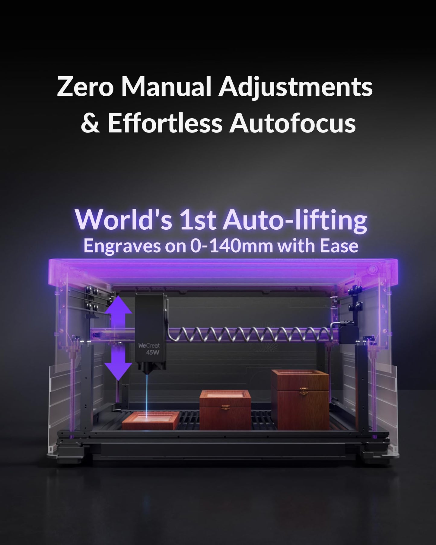 WECREAT Vision Pro 45W Laser Engraver and Cutter with Rotary Pro, HD Camera & Auto-Lifting, Laser Cutter Cuts 1” Wood, Full Enclosure Laser Engraving Machine for Tumblers, Wood and Metal, Acrylic, etc