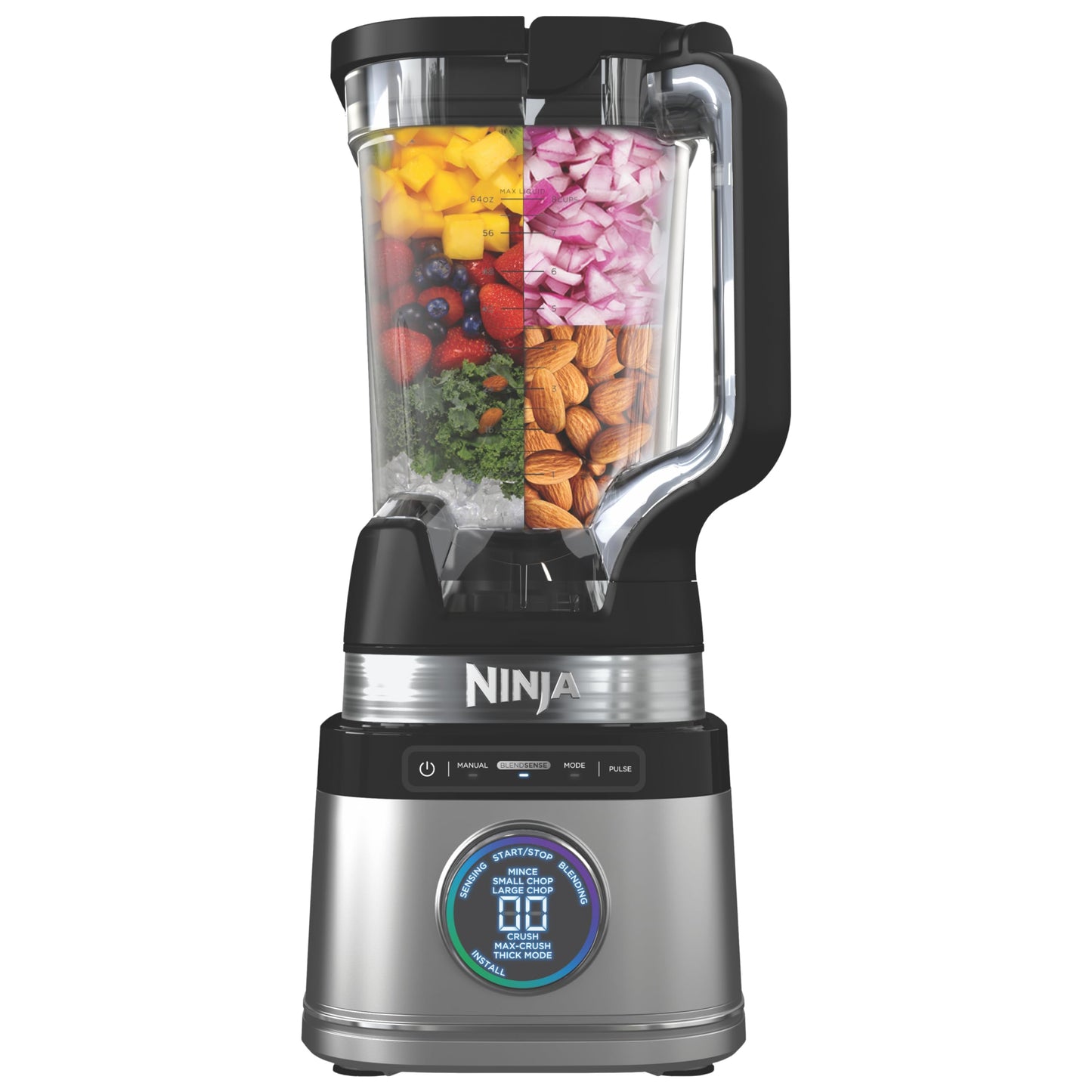 Ninja Full Size Blender I All-in-One | Best for Smoothies, Frozen Drinks, Shakes, Veggie Chopper & More | BlendSense Technology I 72 oz. Pitcher | 1800 Peak Watt | Silver | TB201