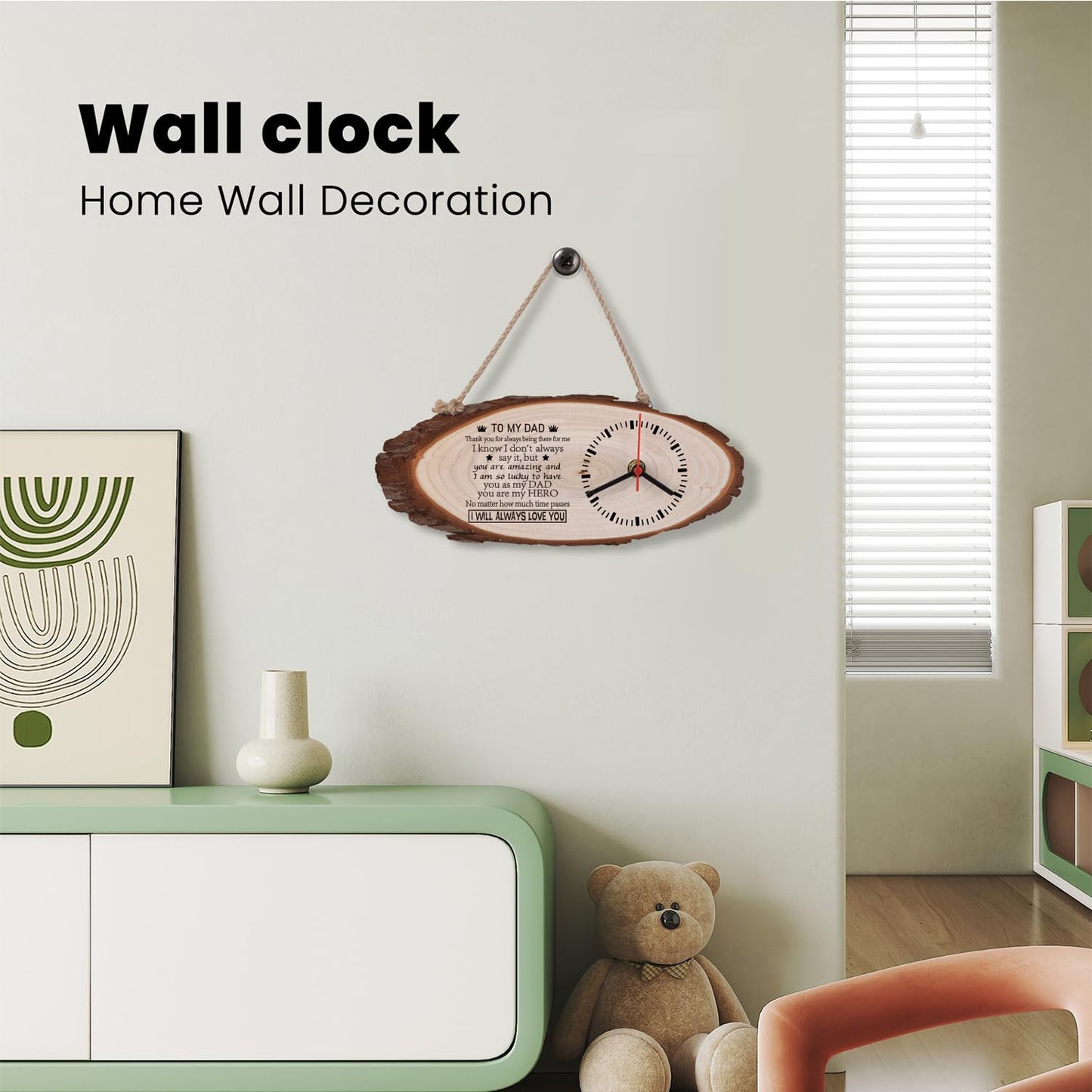 LJZTYX to My Dad Wooden Silent Wall Clock, Desktop Clock, Personalized Engraving Gifts, Birthday Gifts (Thank You Dad)