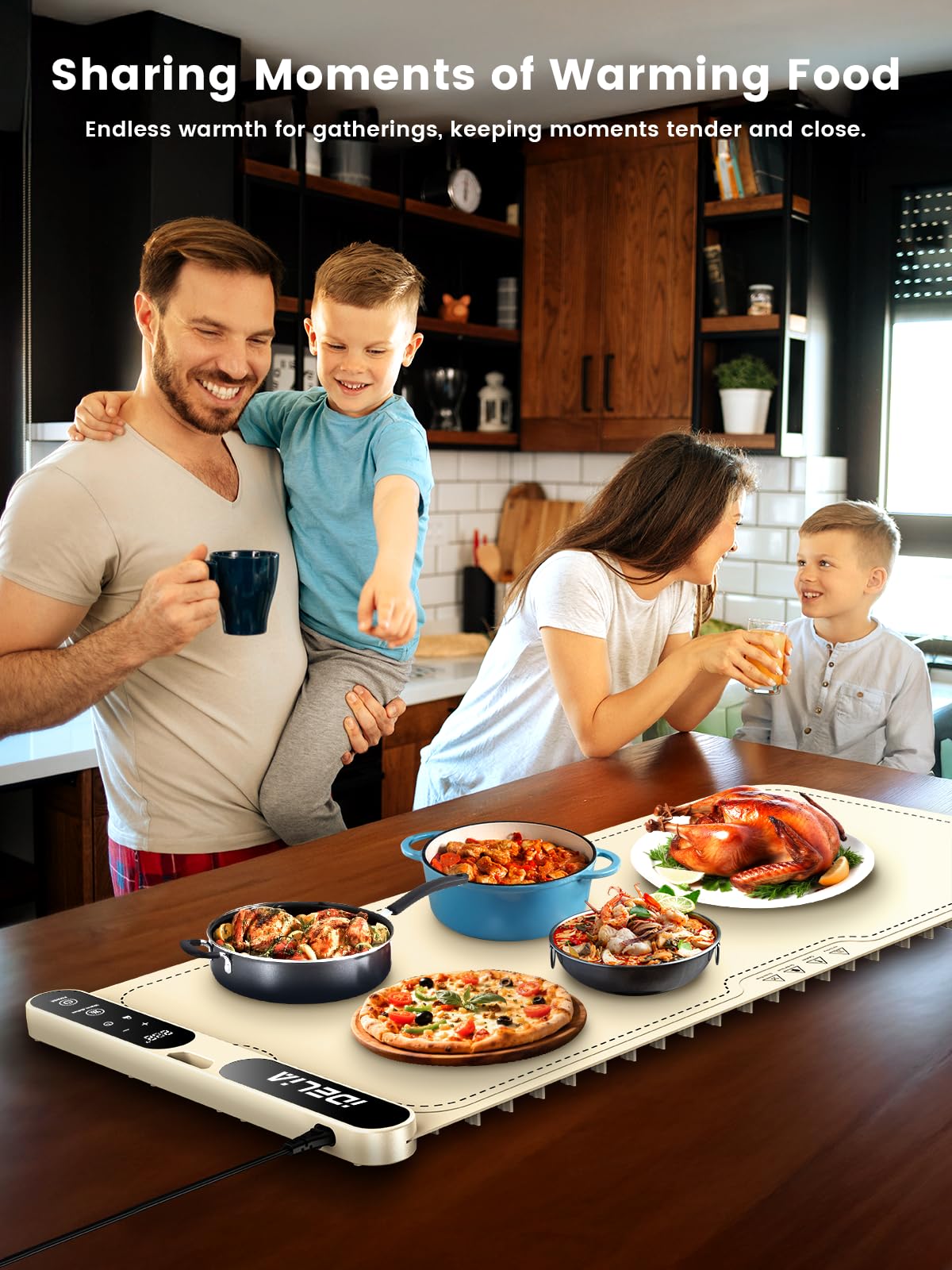 Food Warming Mat Electric Heating - Portable Silicone Warming Tray with 7 Temperature Settings and 8 Hours Timer for Party Buffet Home Travel Kitchen (31.5"x15",Beige)