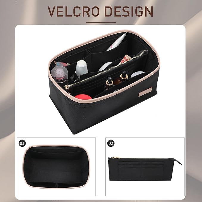 Doxo Purse Organizer Insert, Bag Organizer for Tote & Handbags, Bag in Bag, Perfect for LV Speedy 20,Alam BB,Petit Noe and More(Black,Small)