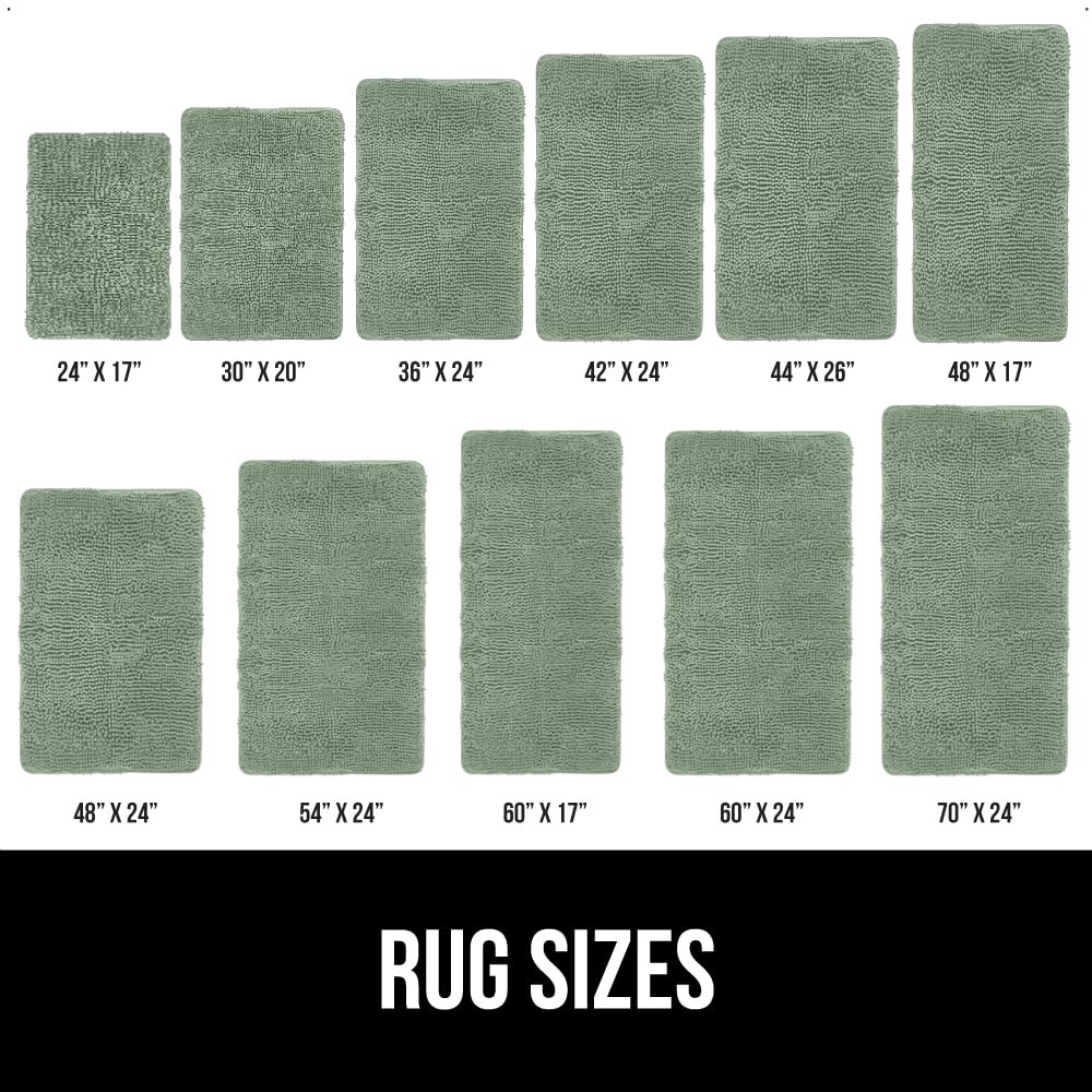 GORILLA GRIP Bath Rug Mat, Soft Absorbent Chenille, Quick Dry Microfiber Mats, Rubber Backing Washable Shower Floor Rugs, Bathmat Runner, US Designed Bathroom Home Decor Accessories 24x17 Sage Green