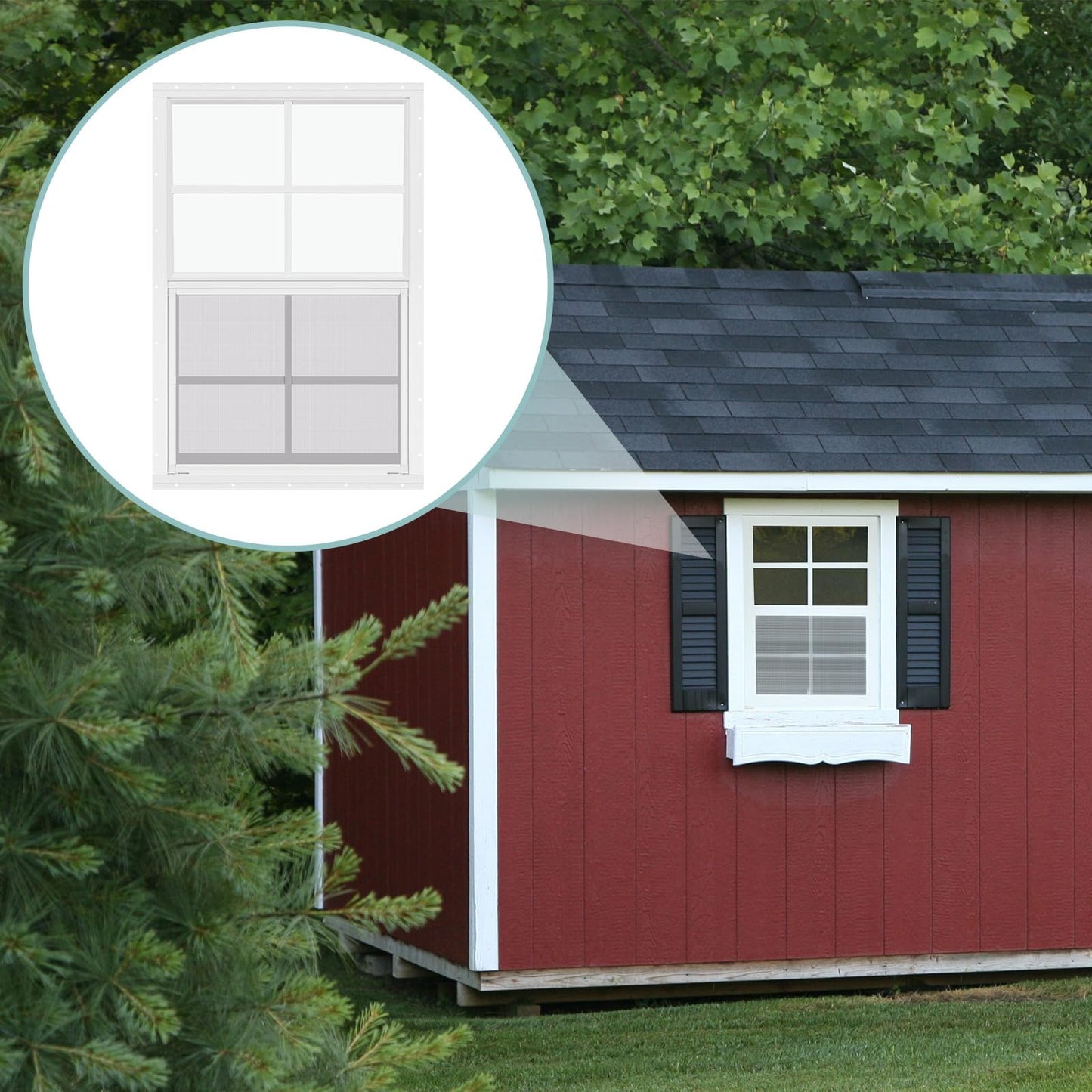 Tandefio 2 Pcs 18''x 27'' White Flush Mount Shed Window with Tempered Glass and Screen Household Windows Sliding Windows with Vertical Slider and Screws for Chicken Coop Loft Sheds Barns