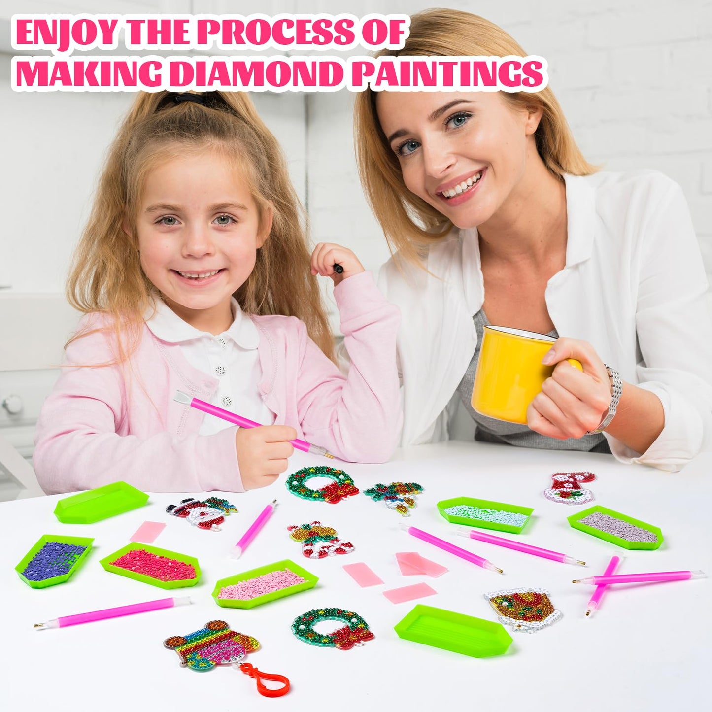 60PCS Diamond Art Painting Tools 5D Diamond Art Wax Accessories with 20 Drill Pen Grip Tray, Diamond Painting Kits for Kids Adults DIY Diamond Painting Crafts